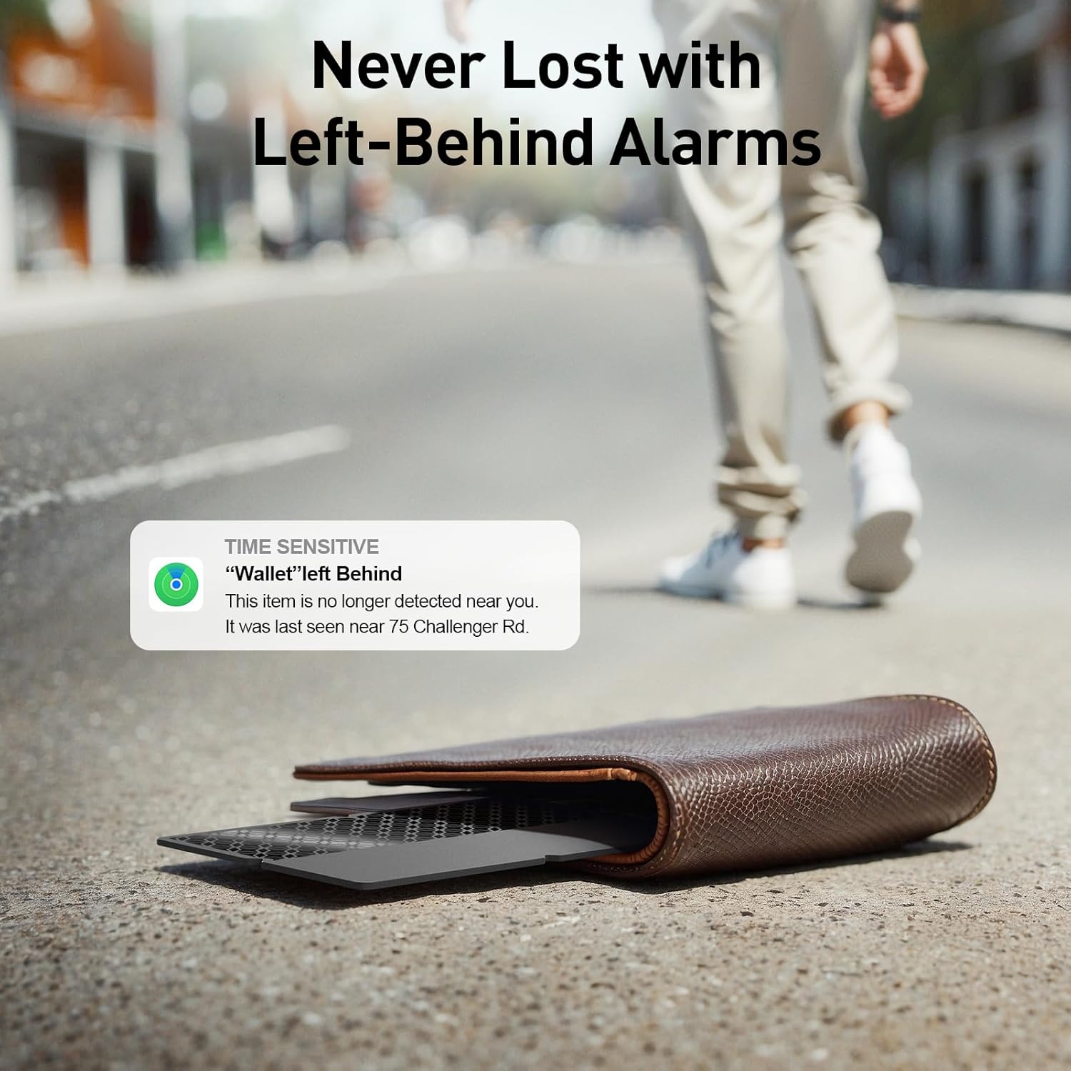 Highlights the product's ability to prevent losing valuable items by alerting the user when they leave something behind.