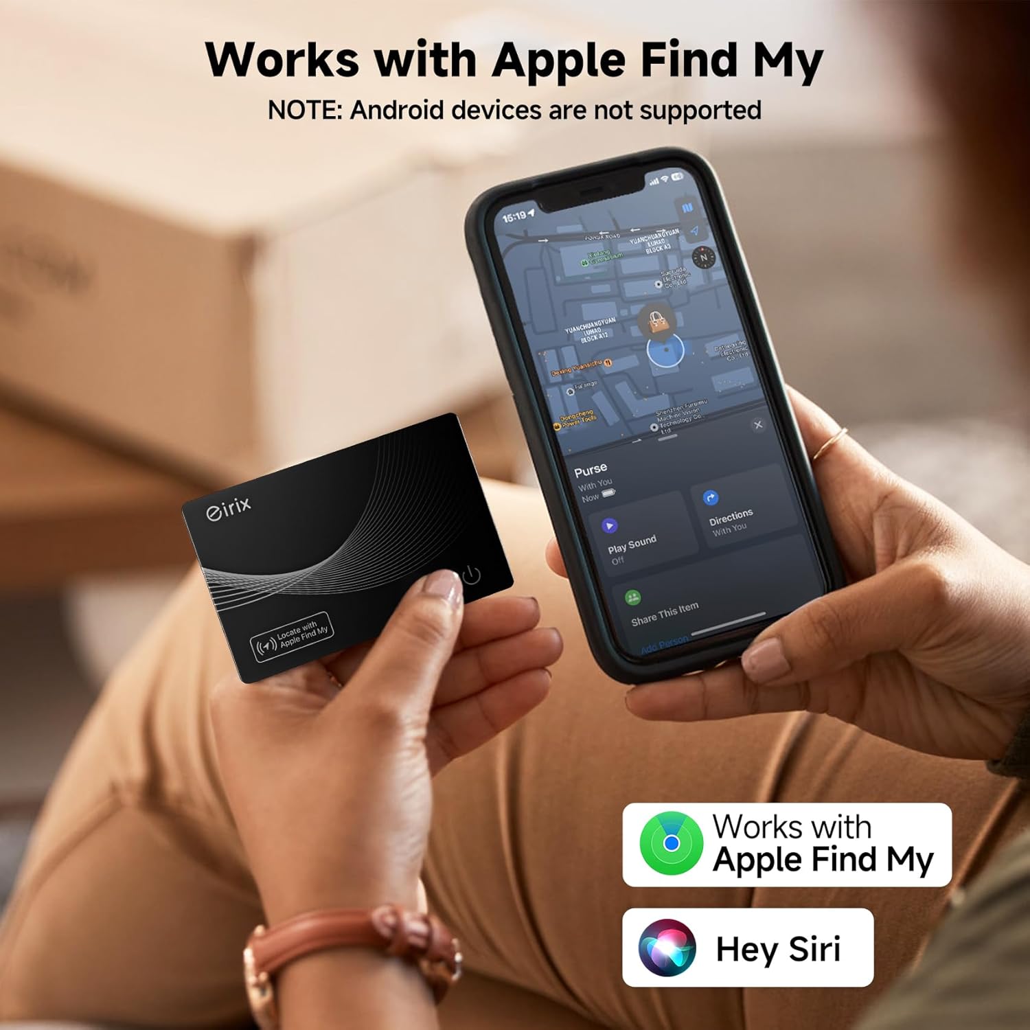 Demonstrates that the product is compatible with Apple's Find My feature, reassuring customers about its tracking capabilities and integration with Apple…