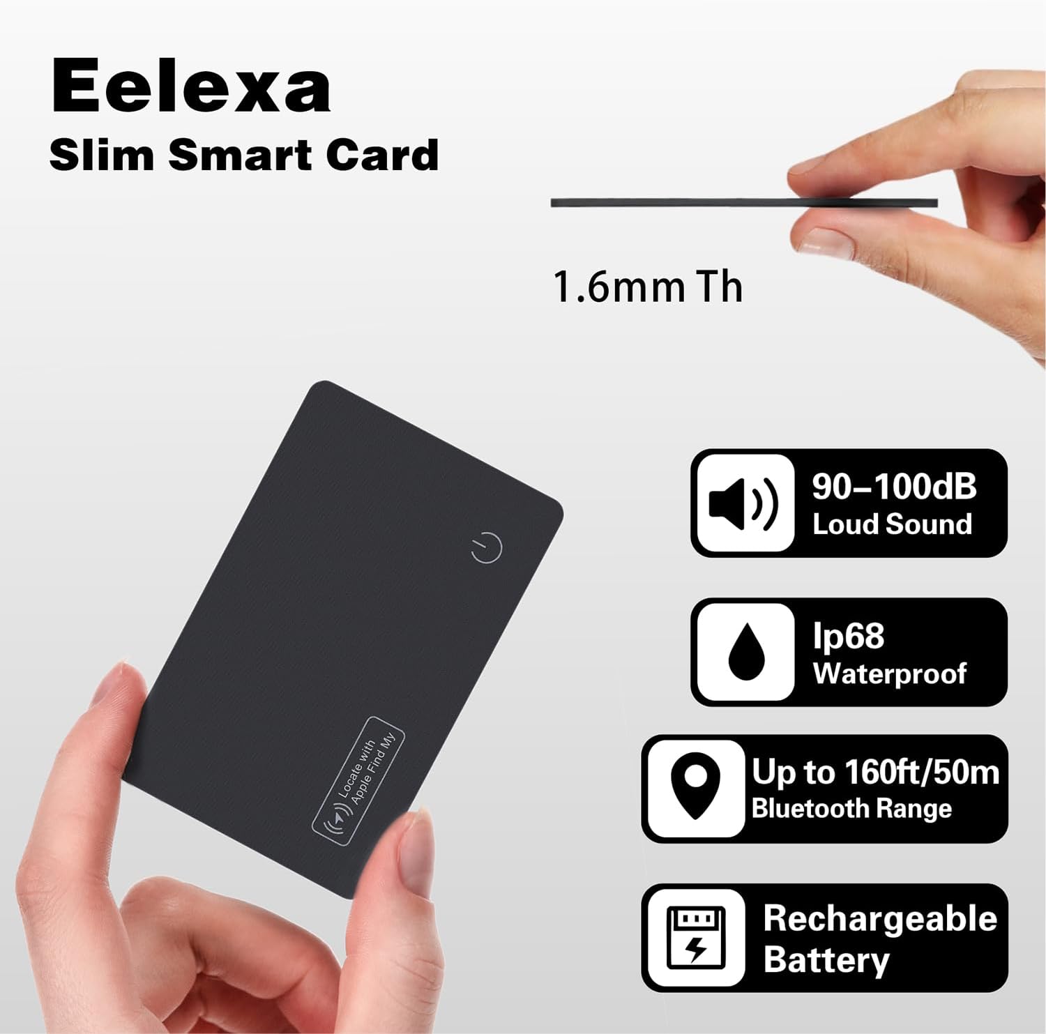 Highlights multiple key features of the Eelexa Slim Smart Card to demonstrate its versatility and advanced capabilities. Emphasizes the card's extremely slim…