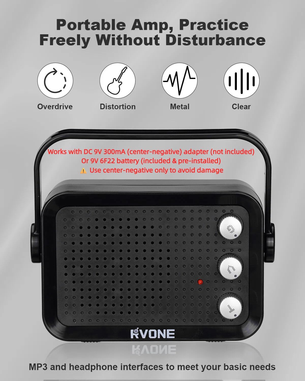 Highlights the amp's portability and versatile sound effects to appeal to musicians looking for a practice solution.