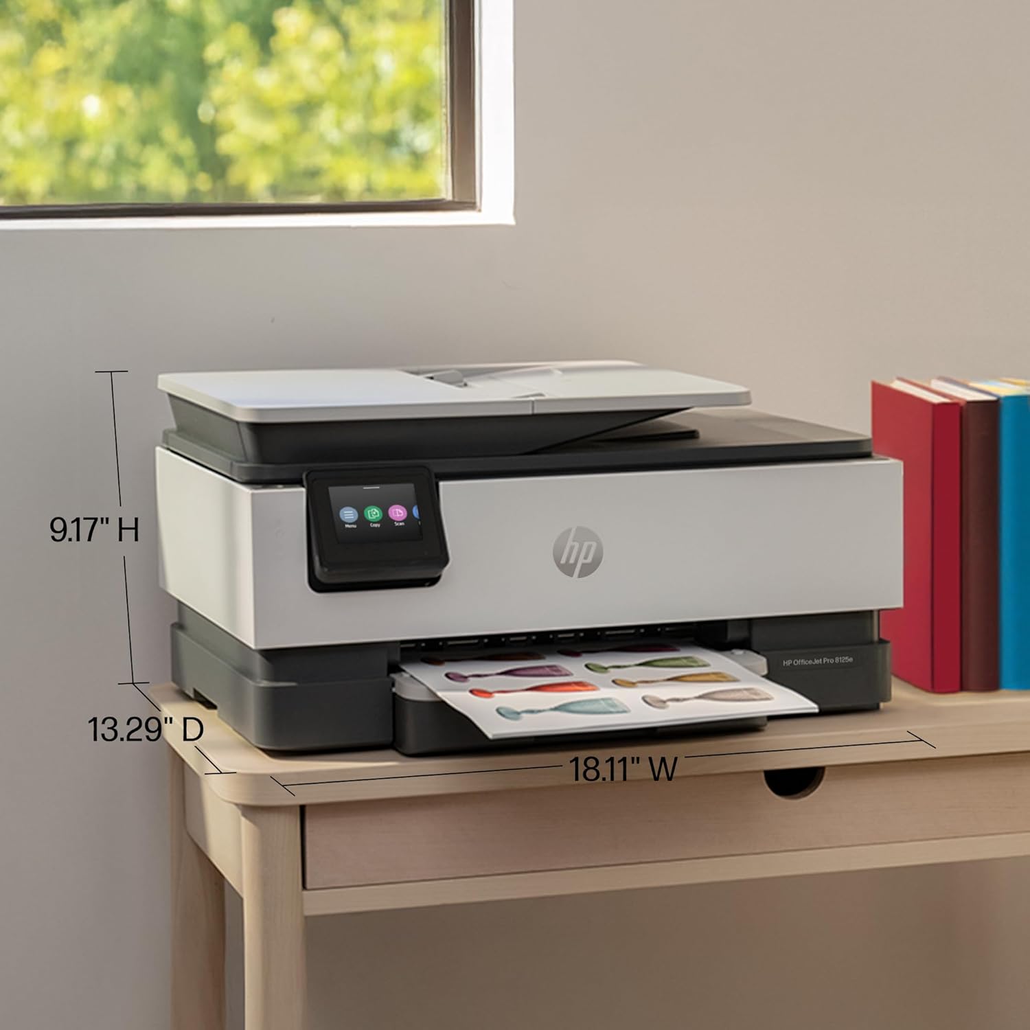 Provides exact measurements of the printer to help shoppers understand its physical size and ensure it fits in their intended space.