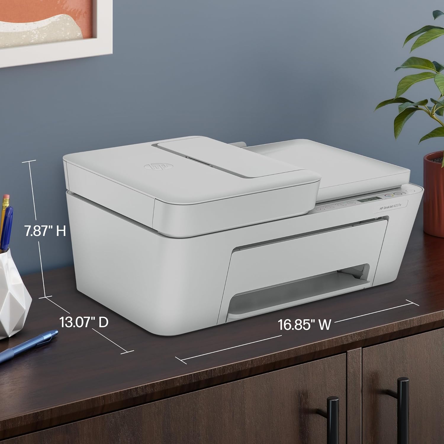 Provides precise measurements of the printer to help shoppers understand its physical size and ensure it fits in their intended space.