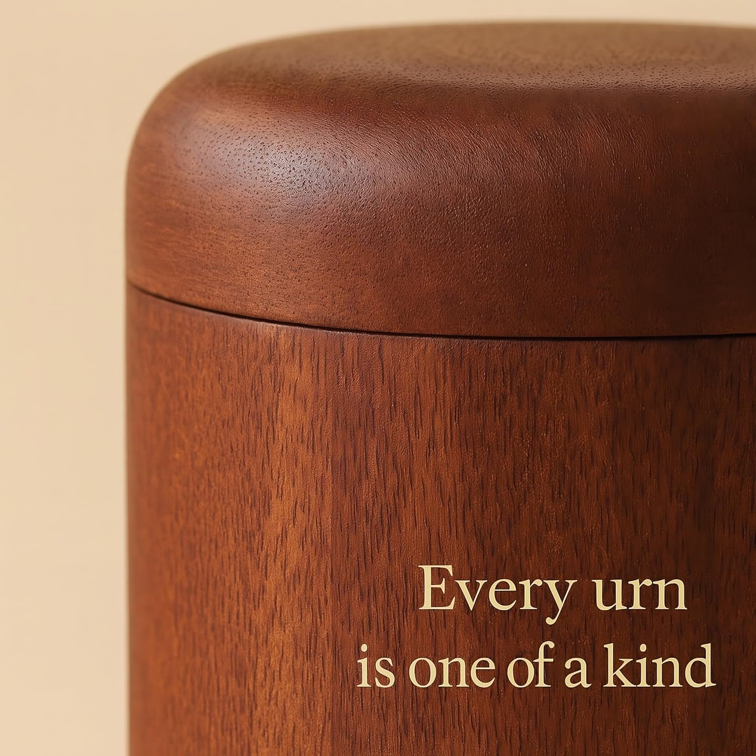 Emphasizes the uniqueness of each urn to appeal to customers seeking a personalized memorial product.