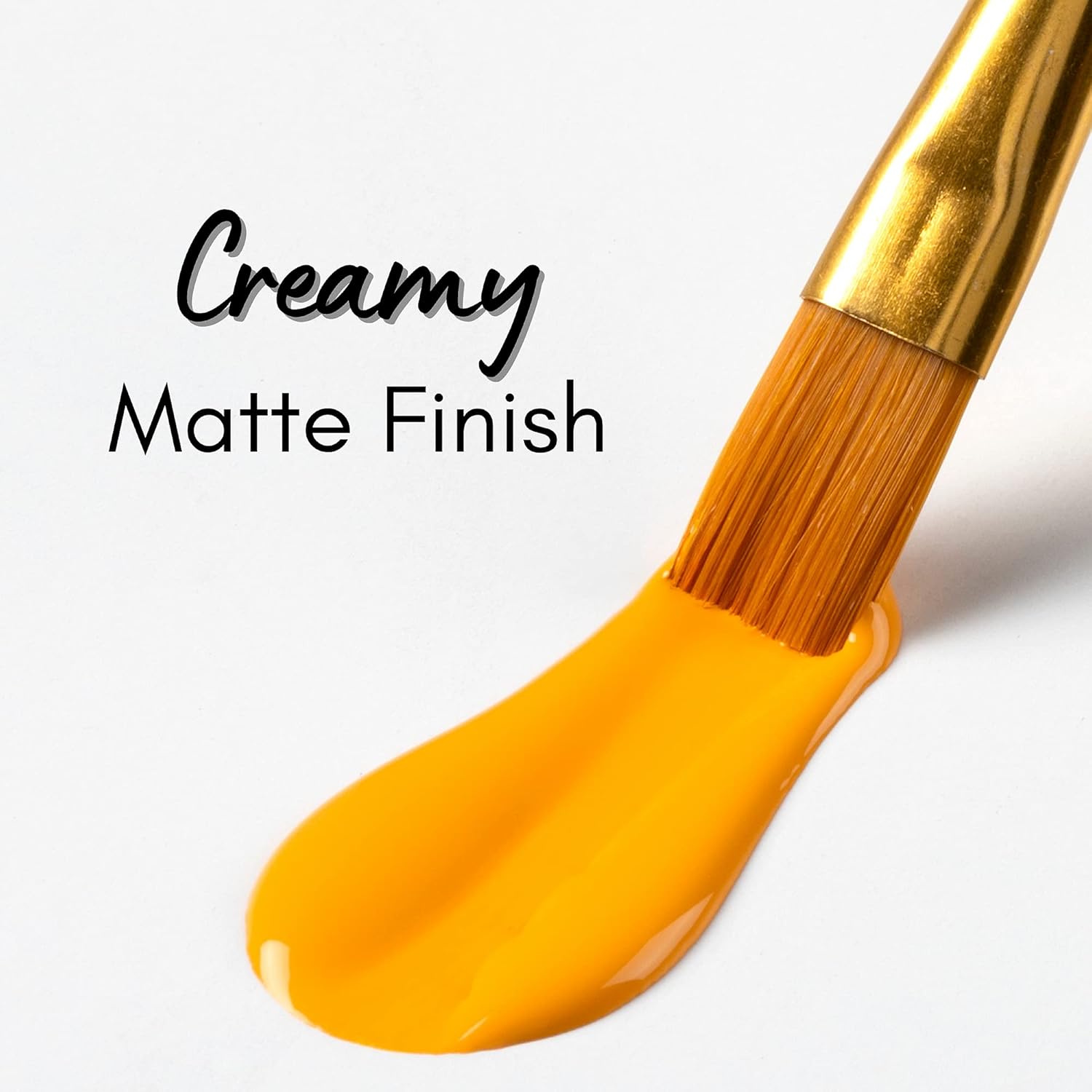 Highlights the product's unique texture and finish, emphasizing its creamy consistency while achieving a matte look.
