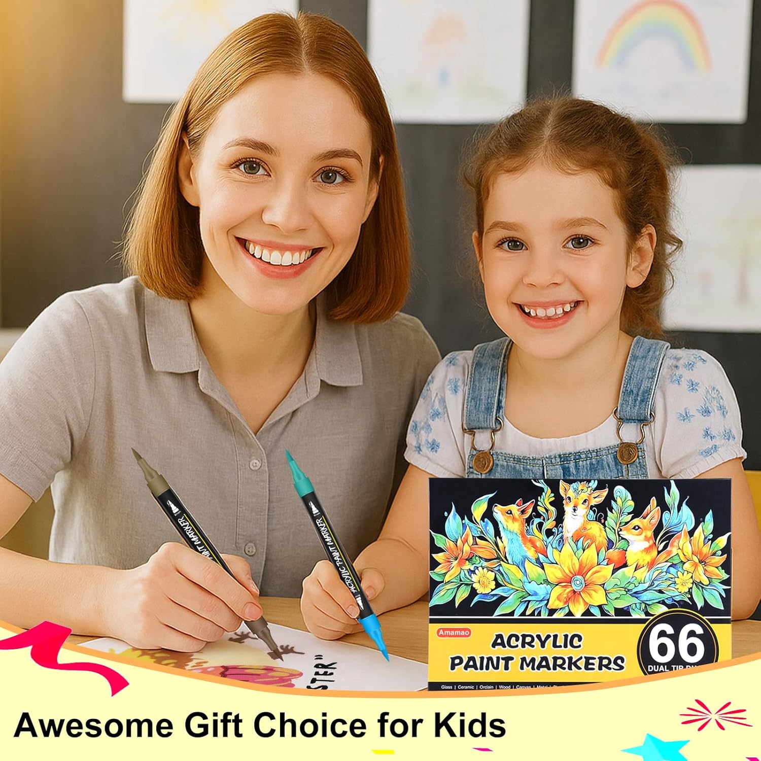Secondary Images for Amamao 132 Colors Acrylic Paint Markers Pens Set