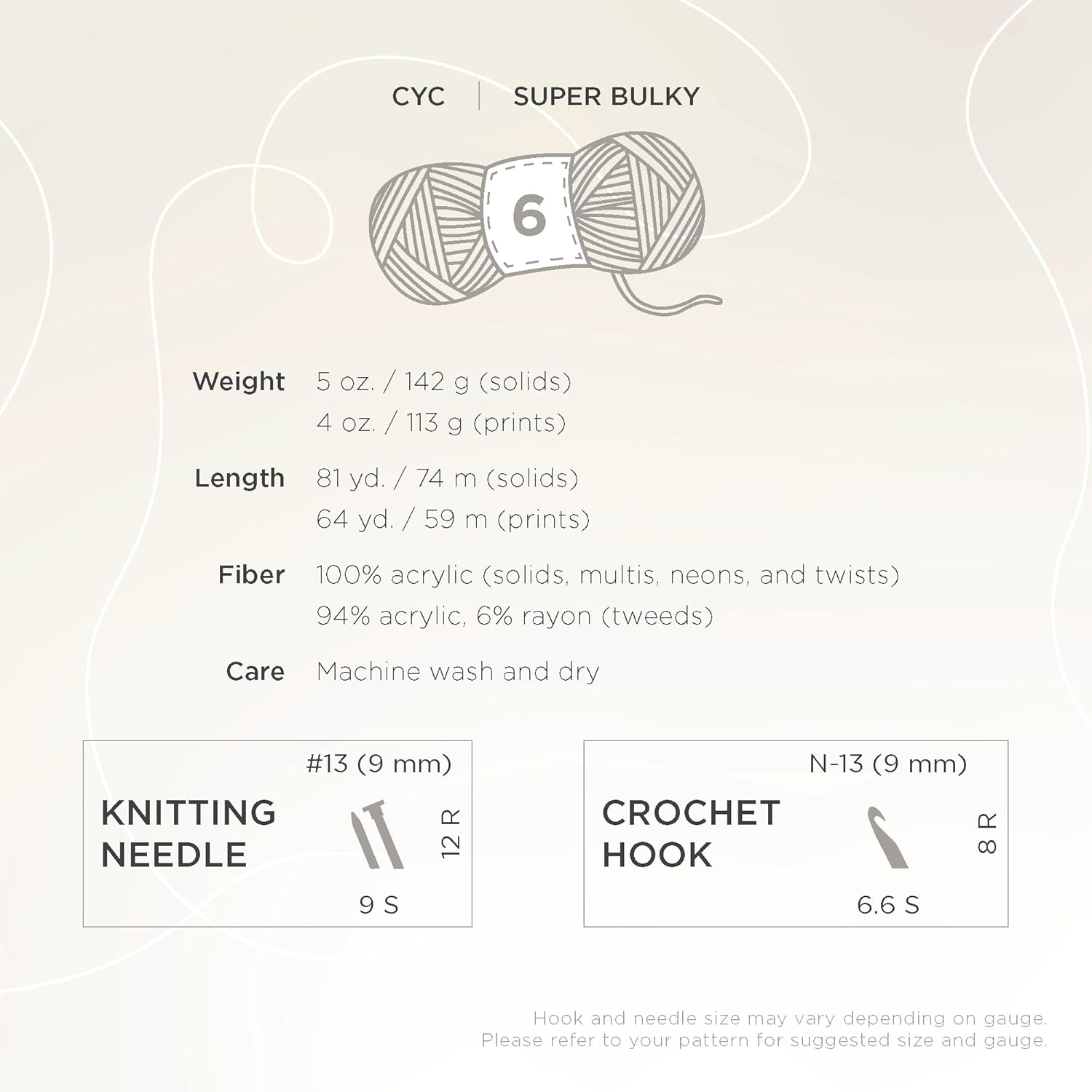 Provides detailed information about the yarn's weight, length, fiber content, care instructions, and recommended knitting/crochet tools to help customers understand the product's characteristics and…