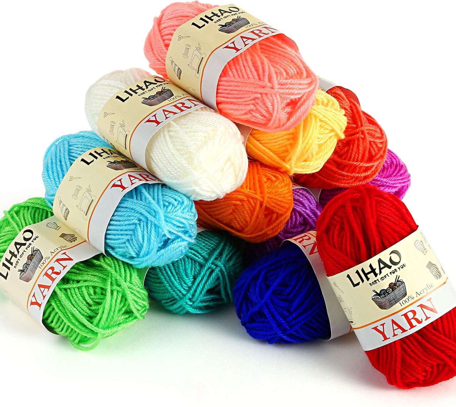 Showcases the wide range of vibrant yarn colors available in the product line to appeal to crafters and highlight product versatility.