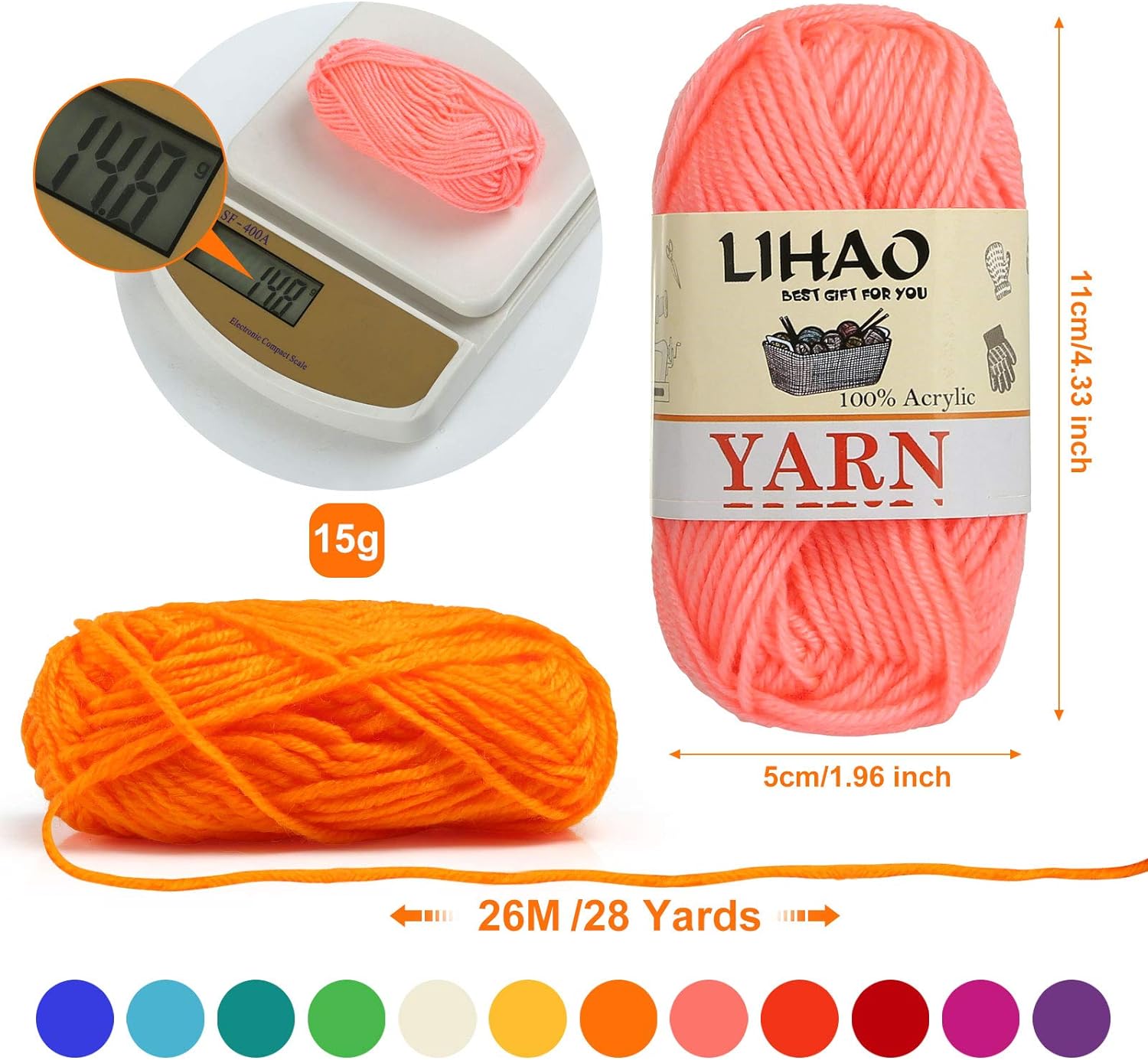 Secondary Images for LIHAO 12 Skeins Mini Yarn for Knitting Crochet Craft