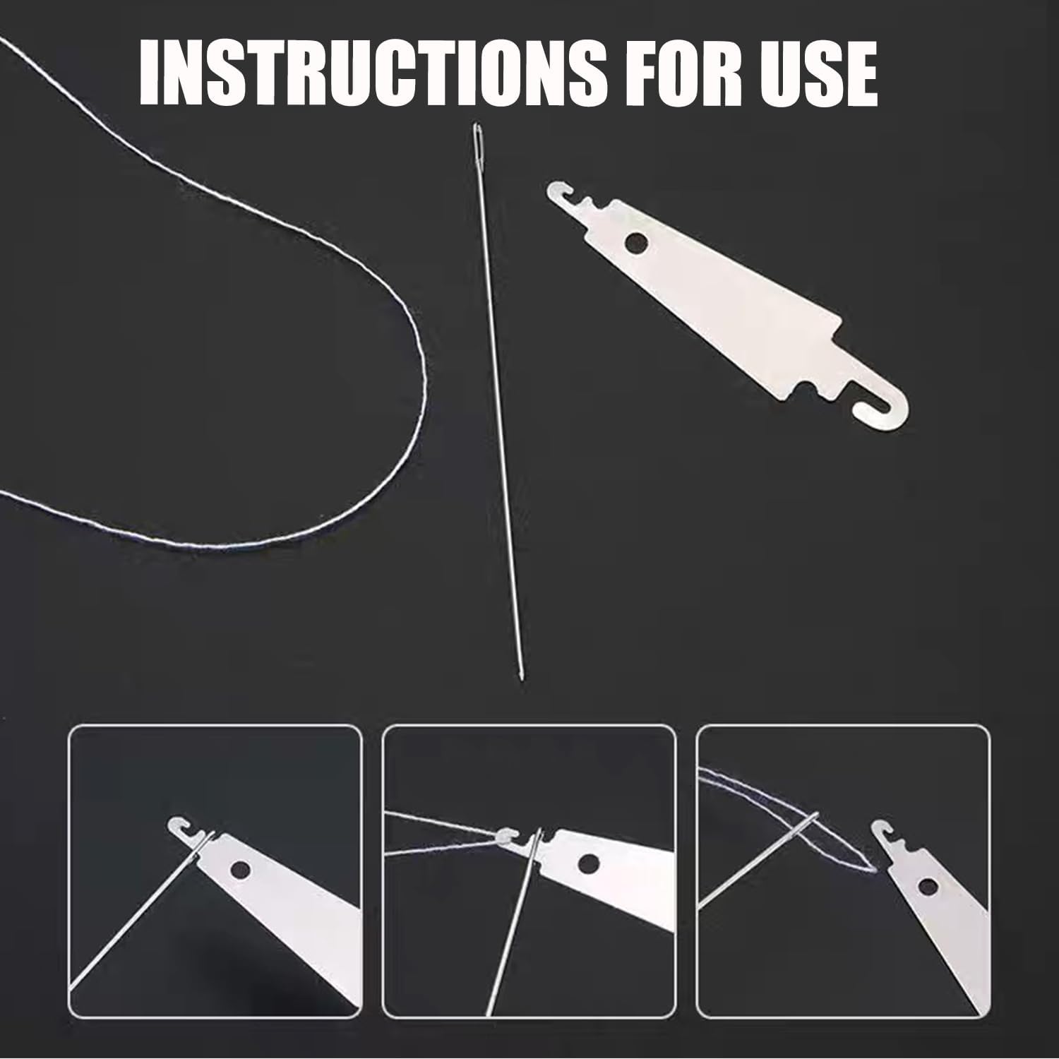 Demonstrates the step-by-step process of using the product to thread a needle, making it easier for customers to understand how to use it.