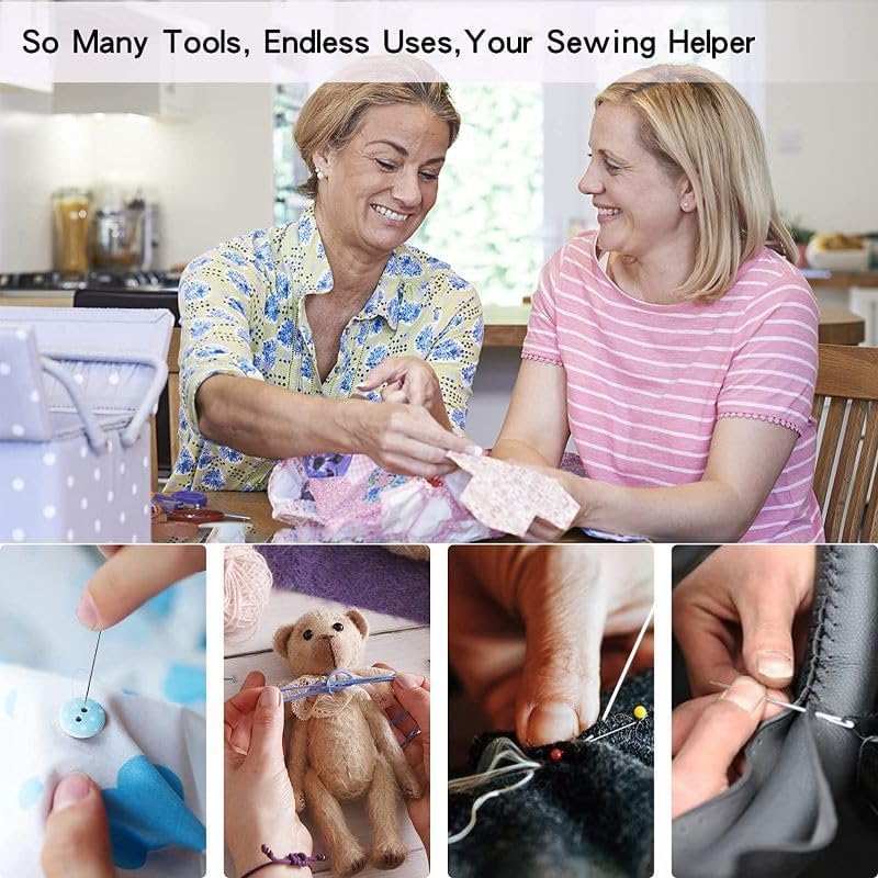 Demonstrates the various applications and versatility of sewing tools for different projects and materials.