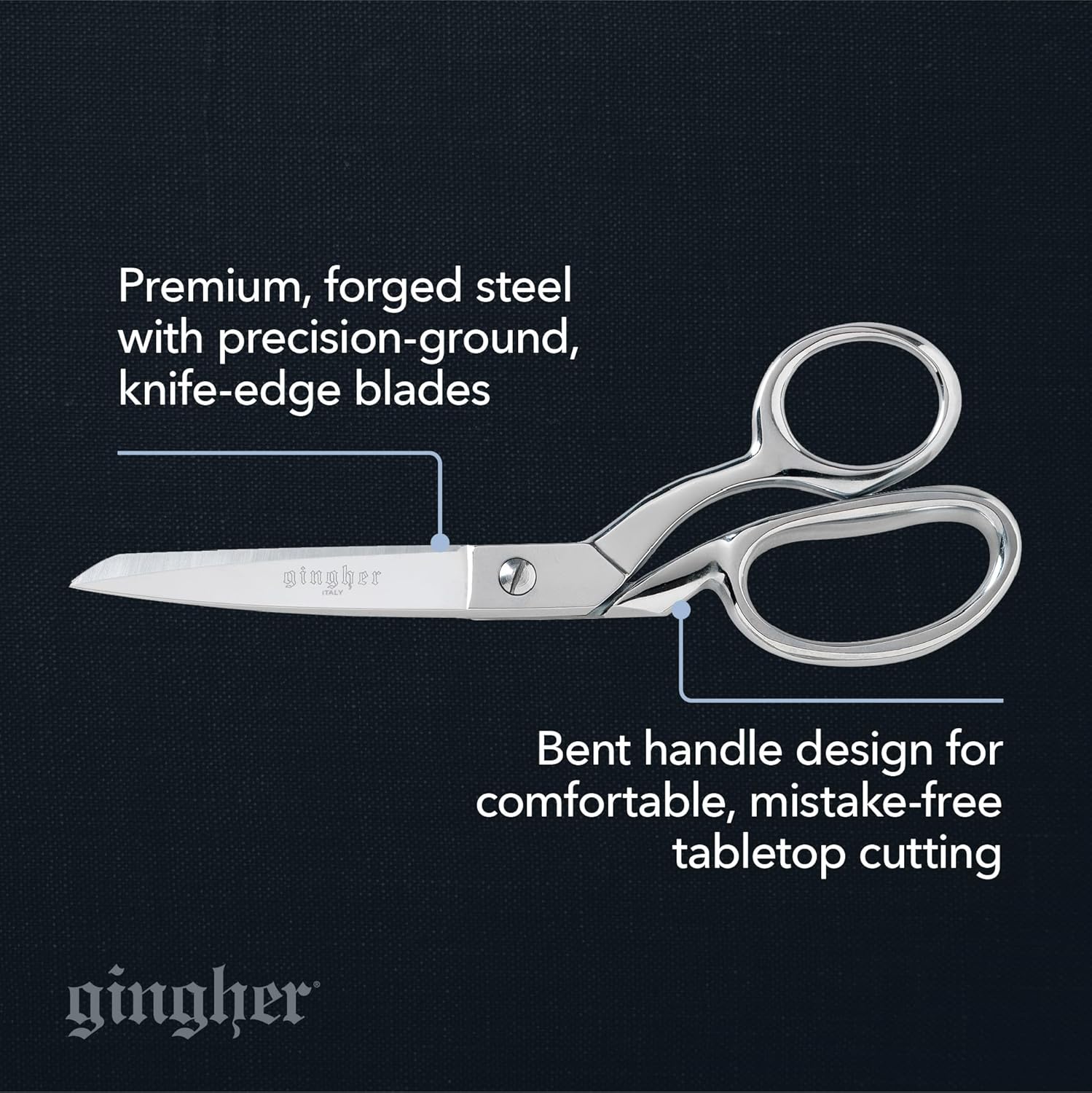Highlights the high-quality materials and ergonomic design features of the scissors to demonstrate their superior quality and ease of use.