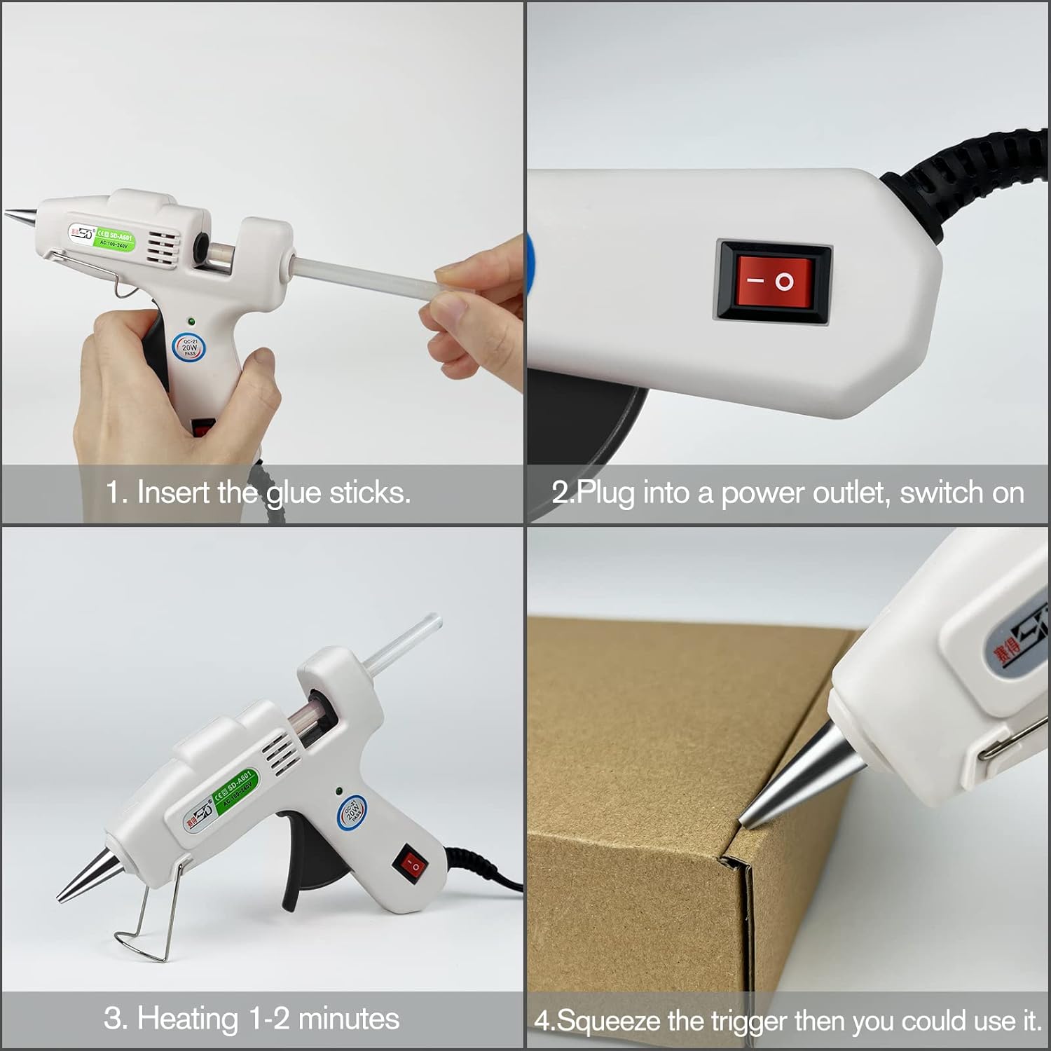 Provides step-by-step instructions on how to set up and use the glue gun, ensuring customers can quickly start using the product.