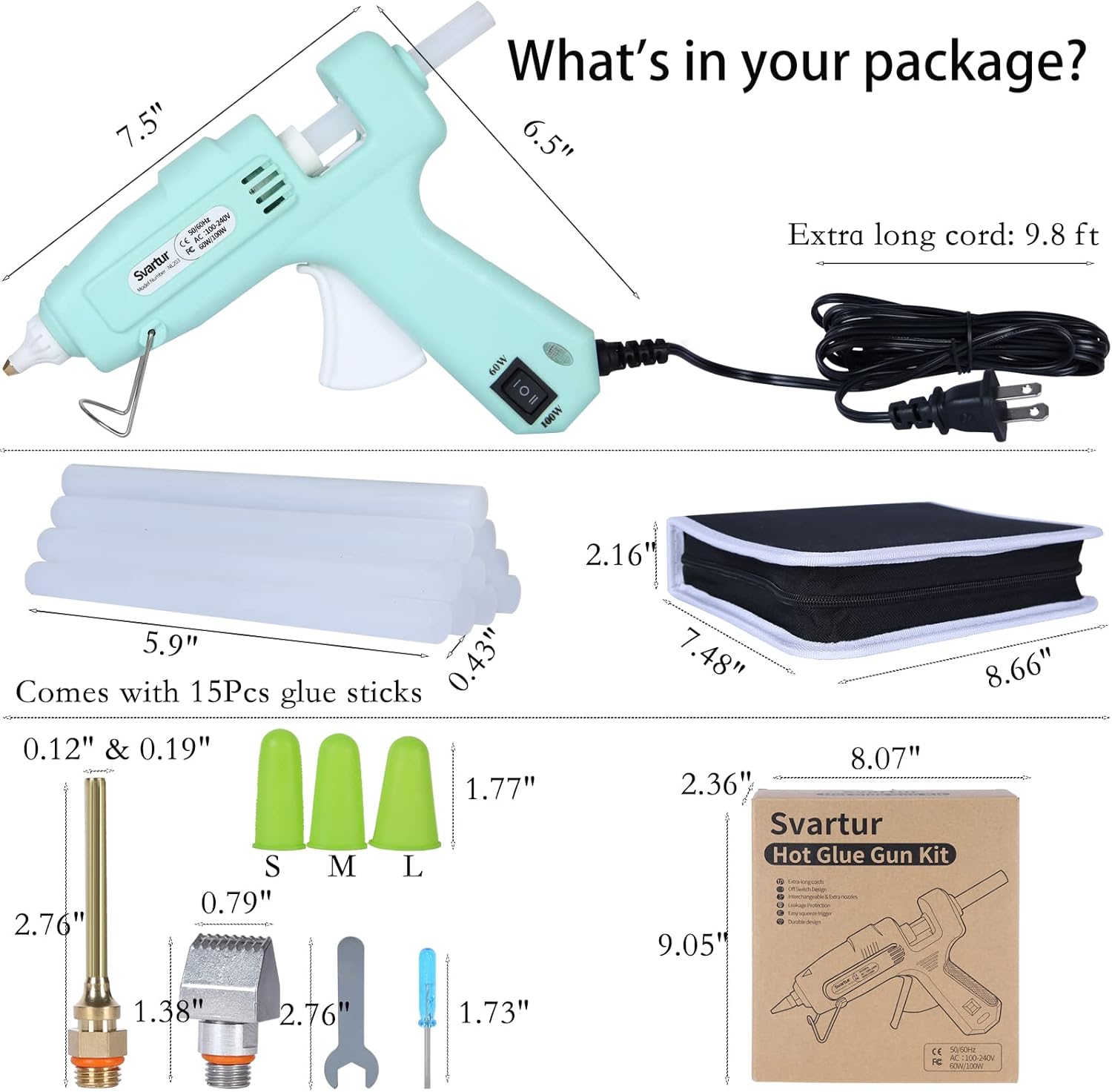 Secondary Images for Full Size Hot Glue Gun Kit with 60W/100W/OFF Switch