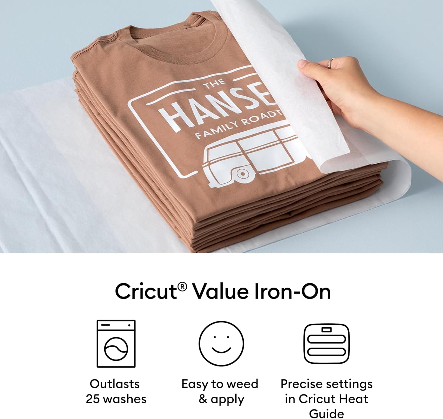 Demonstrates the simplicity of applying the iron-on design to create custom t-shirts, emphasizing the ease of use for DIY projects.