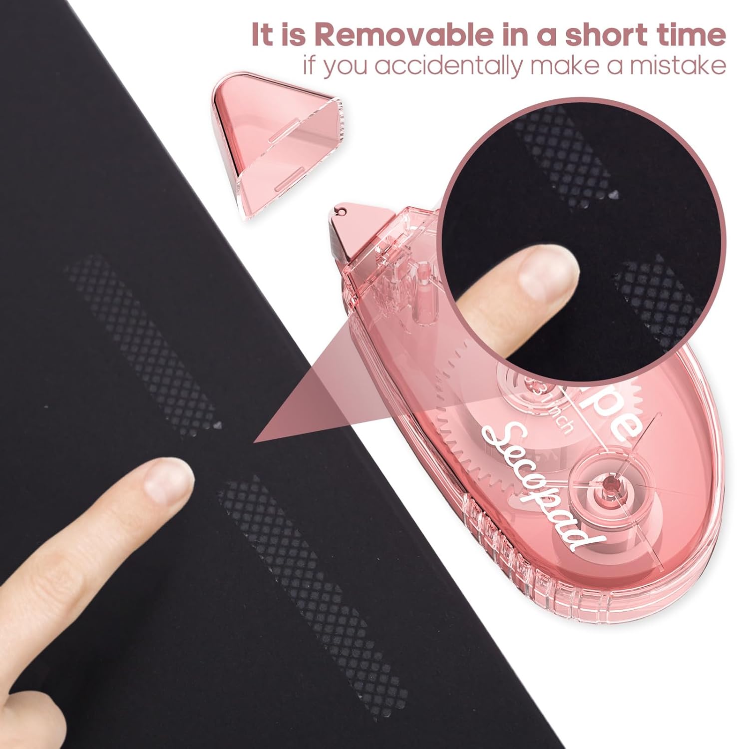 Highlights the product's ability to be easily removed if a mistake is made, providing reassurance to customers who may be hesitant about using the product.