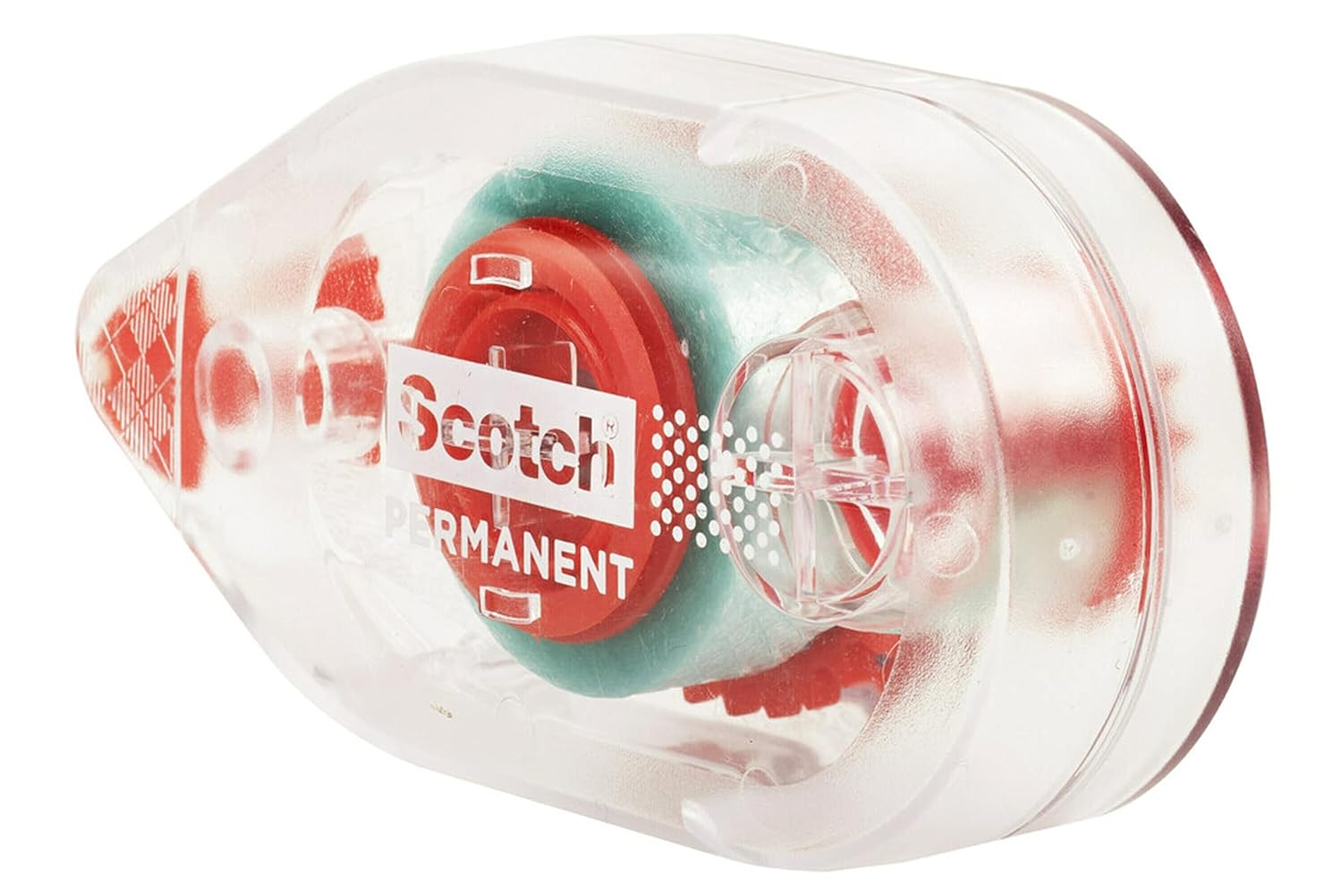 Shows the complete product package, highlighting that it includes both the dispenser and tape roll.