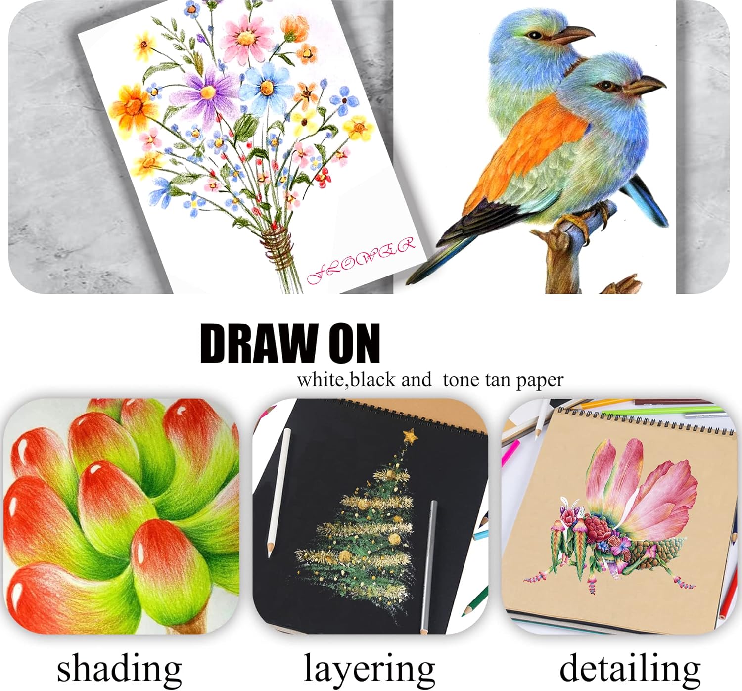 Secondary Images for KALOUR 72 Count Colored Pencils for Adult Coloring Books