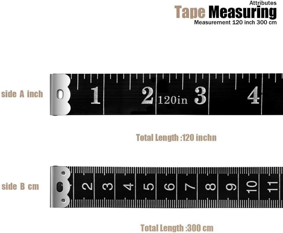 Shows the exact length of the measuring tape in both inches and centimeters, helping customers understand its size and measurement capacity.