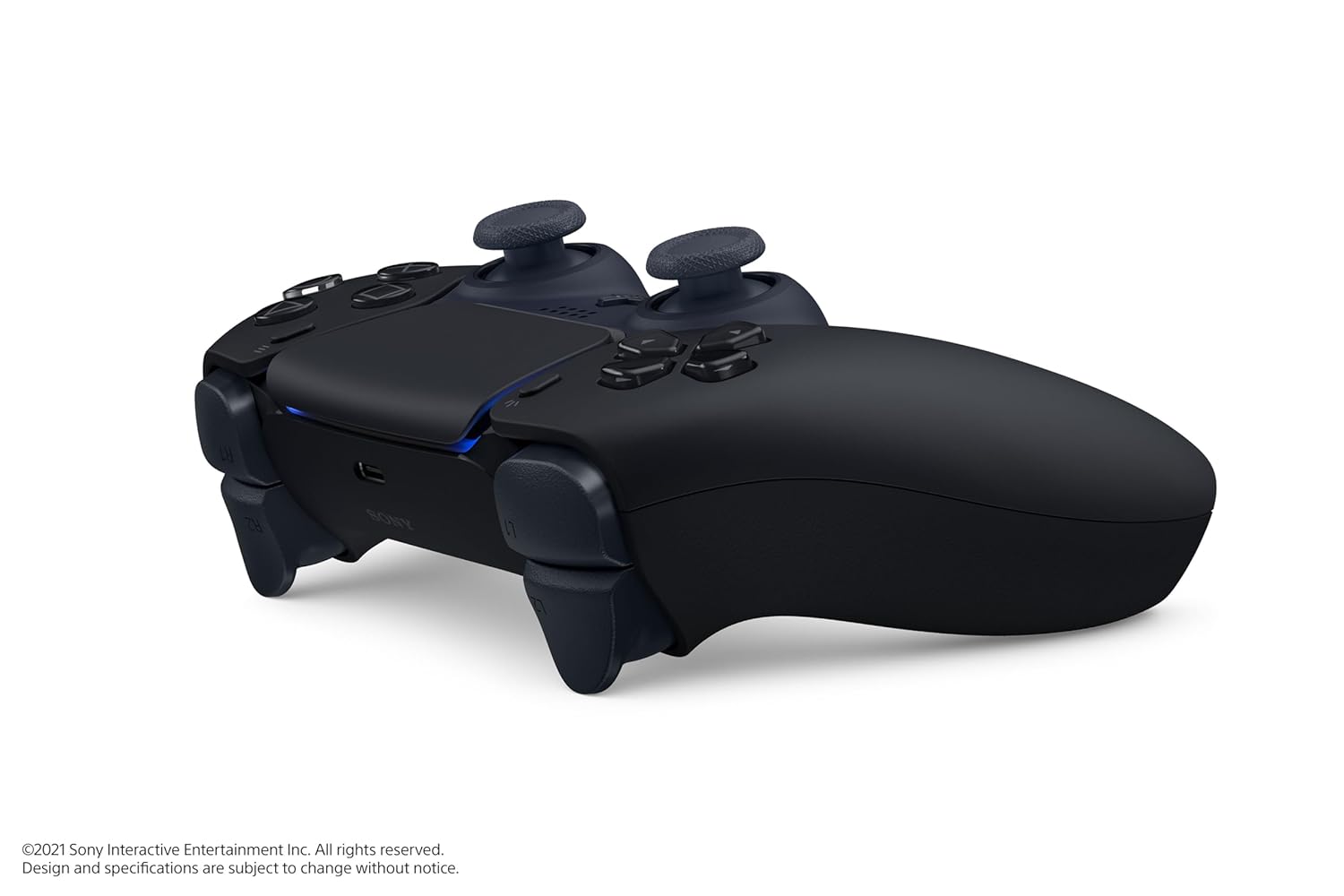 Demonstrates the sleek, ergonomic shape of the controller for comfortable gaming