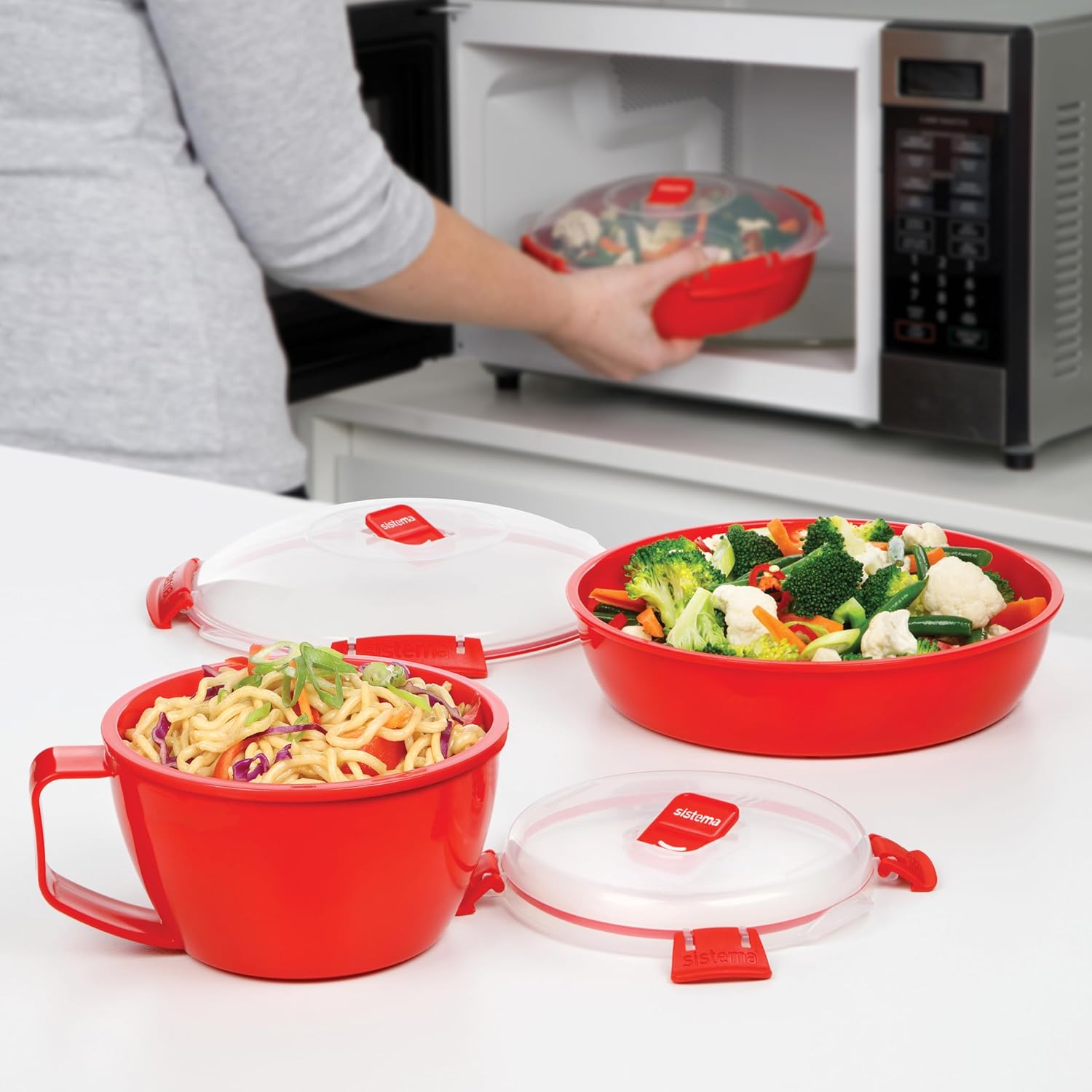 Secondary Images for Sistema 1109ZS Microwave Collection Noodle Bowl 1 Count (Pack of 1) Red