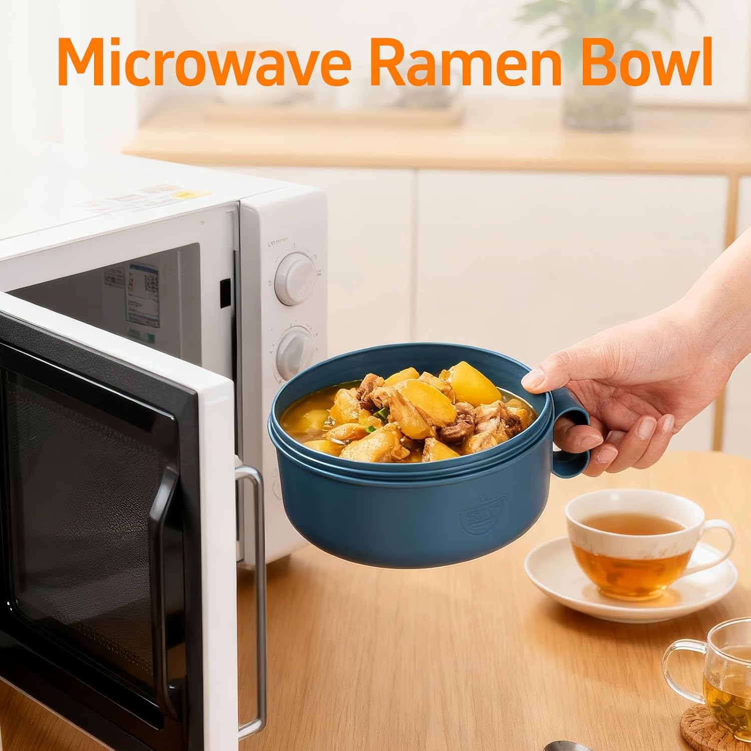 Secondary Images for Microwave Ramen Bowl Ramen Cooker with Handles Noodle Bowls with Lid and Chopsticks…