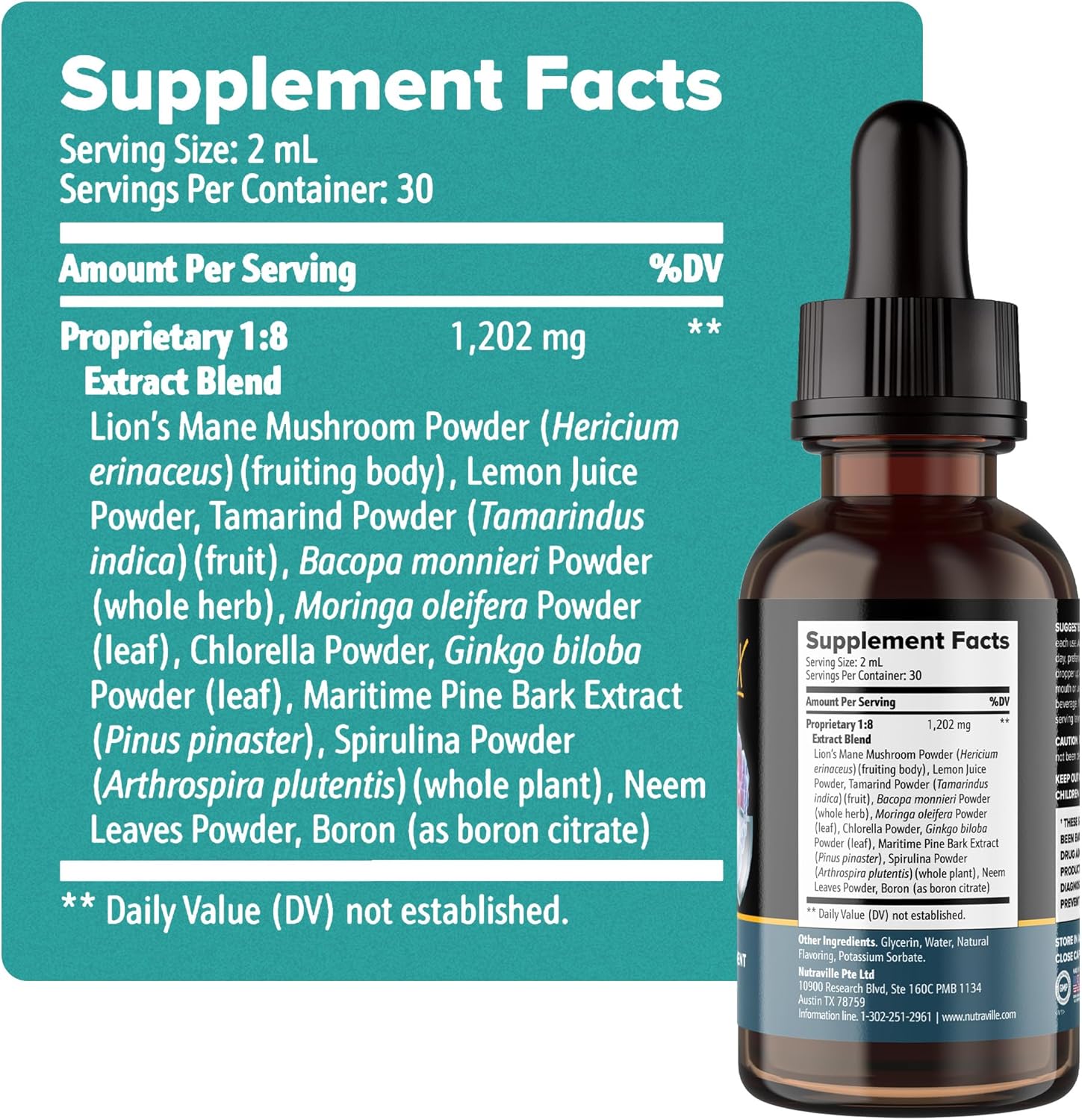 Provides detailed information about the supplement's serving size, ingredients, and nutritional content to help customers understand what's in the product.
