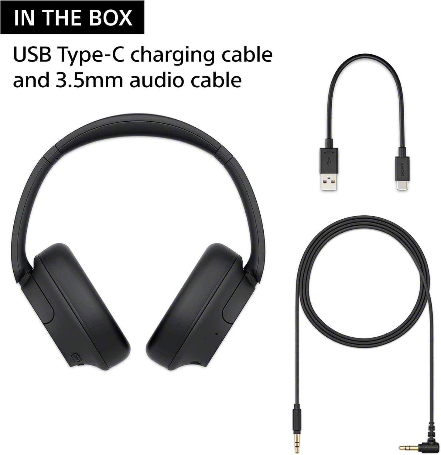Shows the complete package contents to inform customers of all included accessories with the headphones.