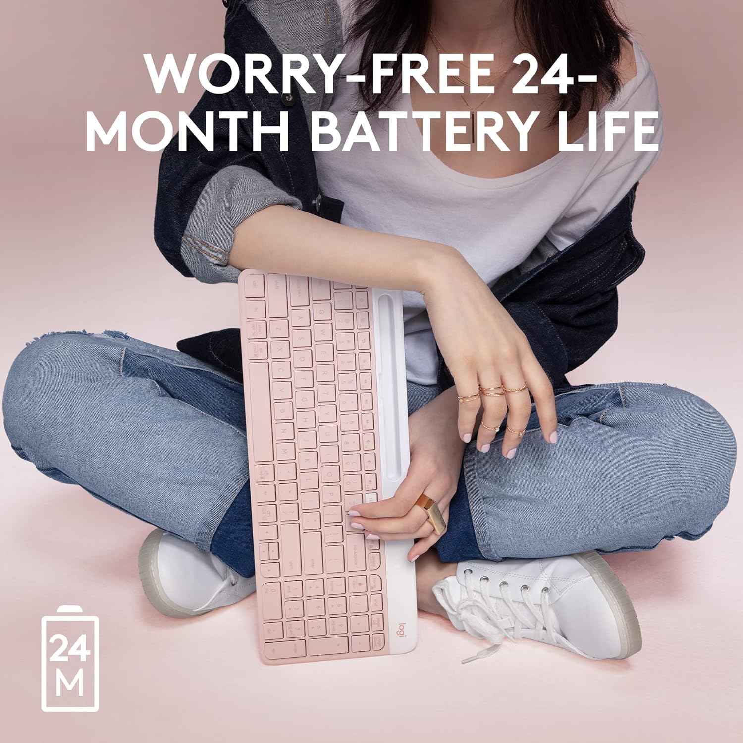 Highlights the product's exceptional 24-month battery life to reassure customers about its longevity and convenience.