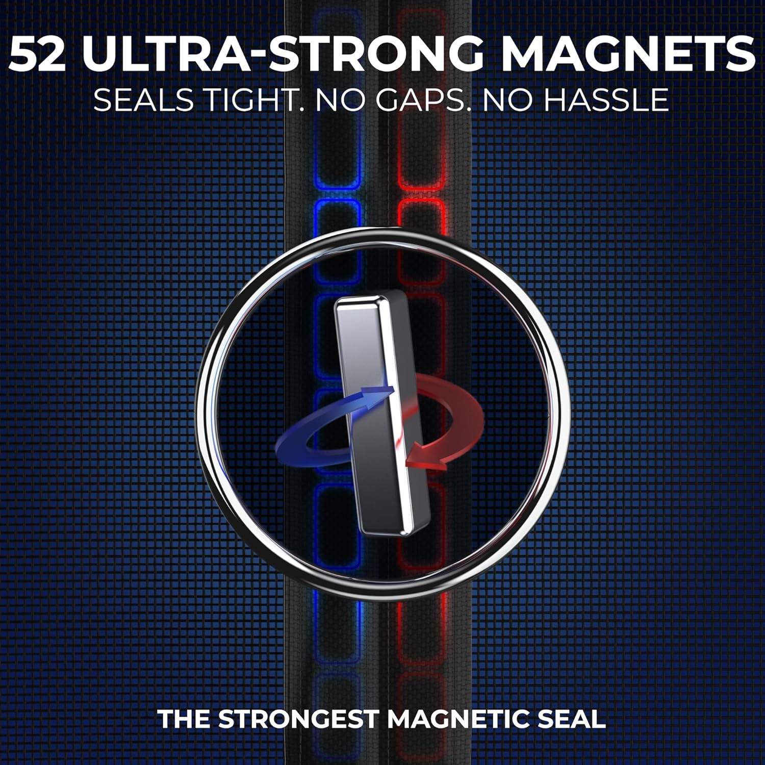 Emphasizes the product's powerful magnetic sealing capability, reassuring customers of a tight, gap-free closure.