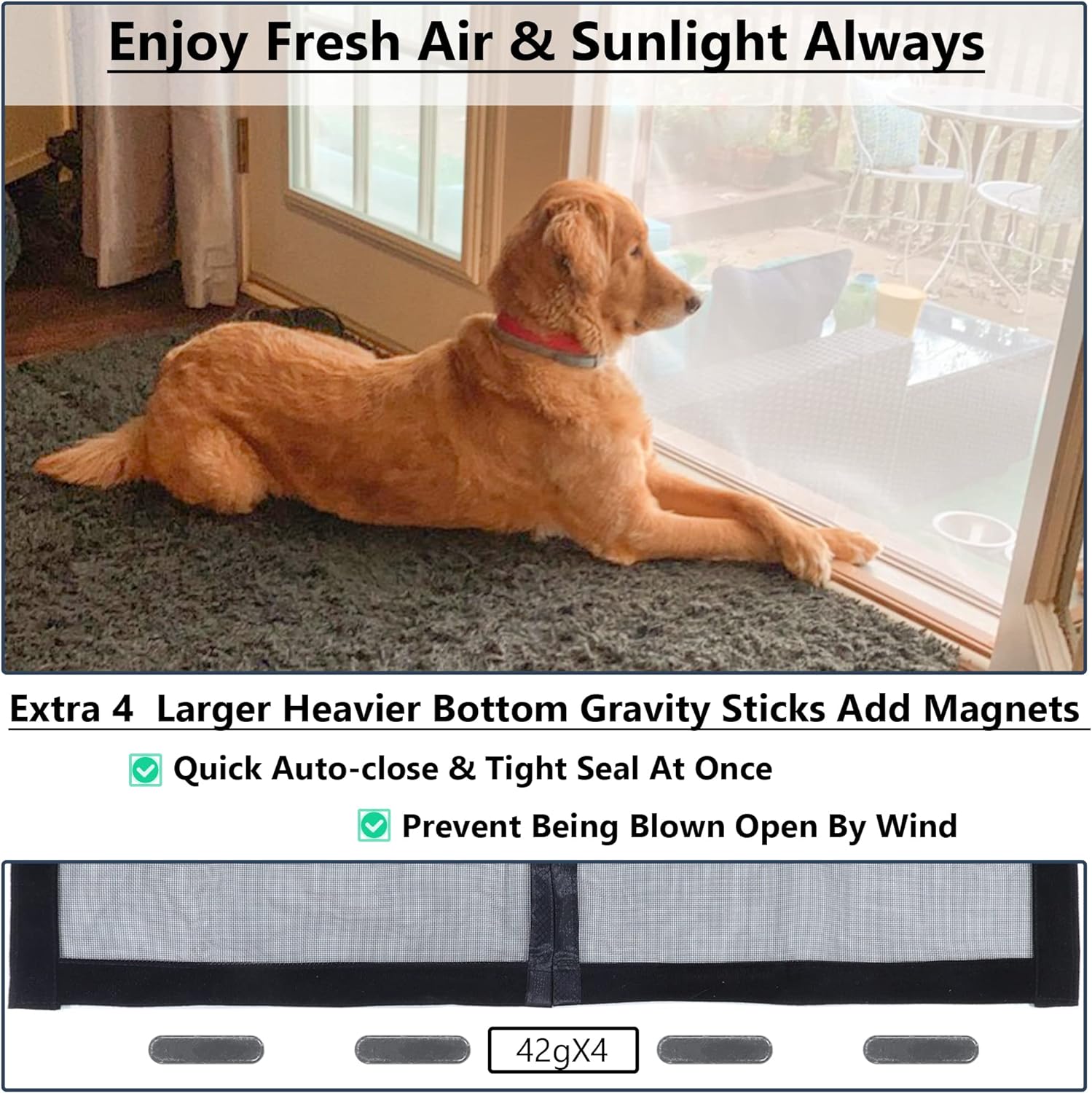 Demonstrates how the product allows pets to enjoy fresh air and sunlight while staying safely indoors. Highlights multiple features of the product including quick auto-close, tight seal, and wind…