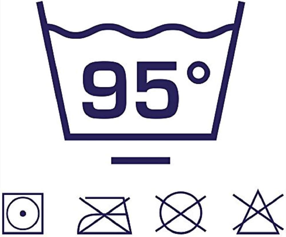 Informs the customer about the maximum washing temperature (95°) and proper care instructions for the product.