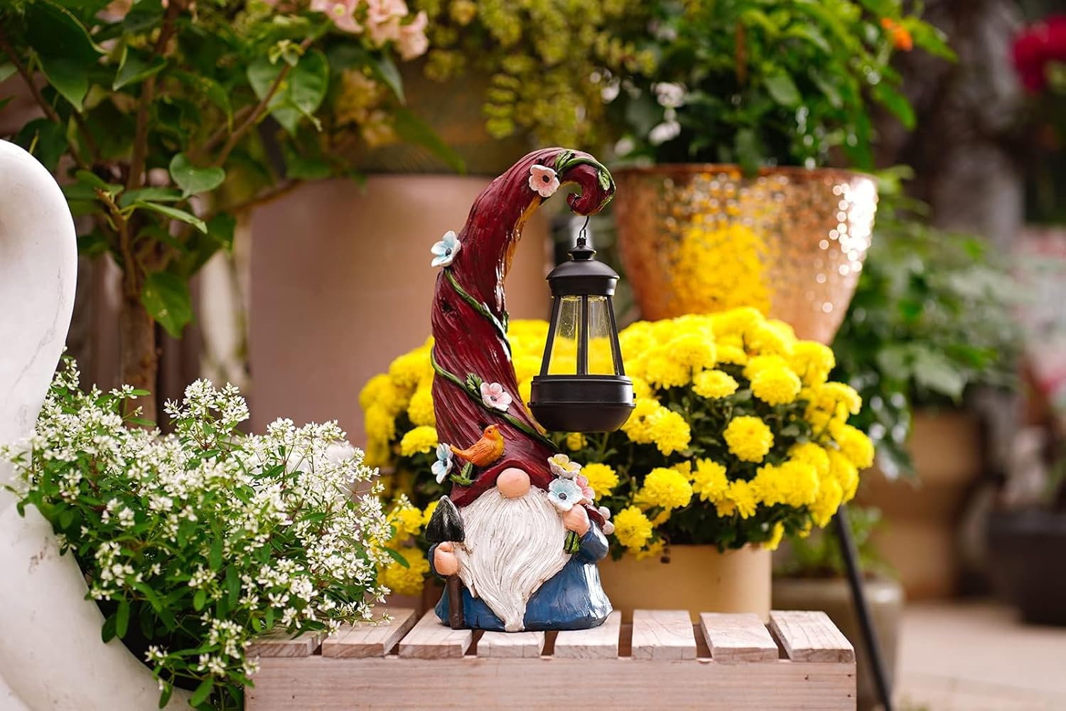 Shows the product in a real-world garden setting to demonstrate how it enhances outdoor spaces.