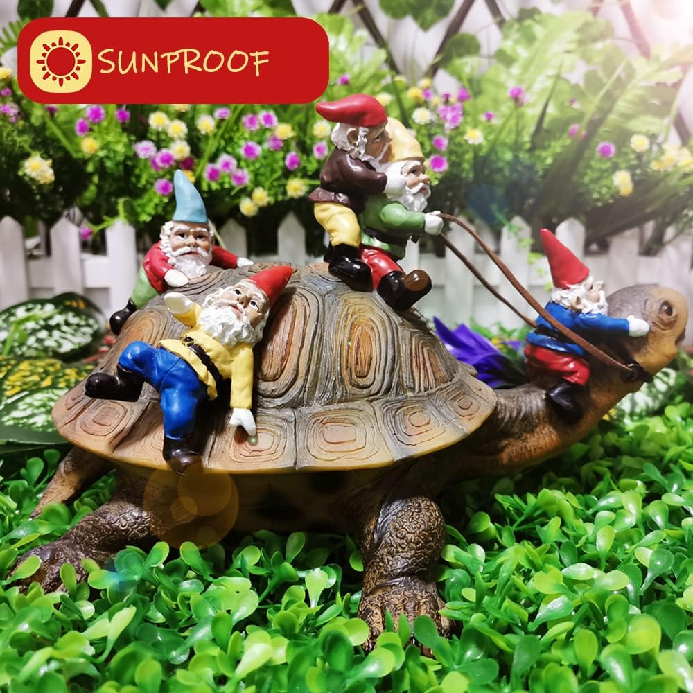 Highlights the product's ability to withstand sun exposure, likely for outdoor garden decorations.