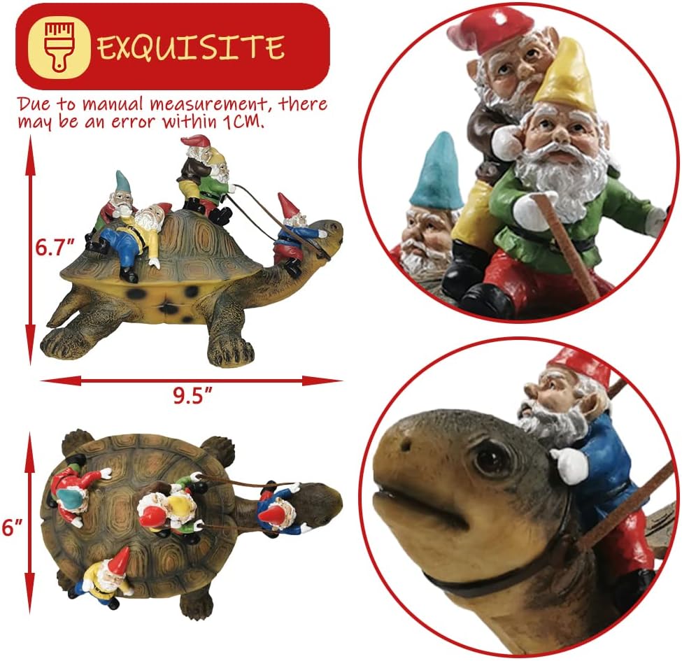 Provides exact measurements of the garden gnome figurine to help shoppers understand its size and proportions. Shows the intricate details and components of the garden gnome figurine, including the…