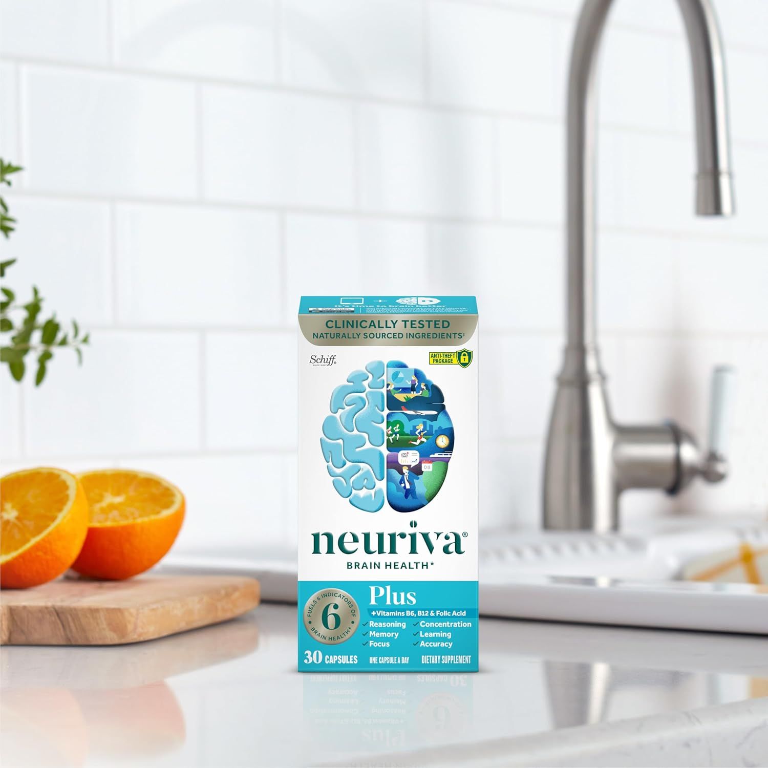 Shows the product in a real-world kitchen context to make it feel relevant and easy to incorporate into daily life.