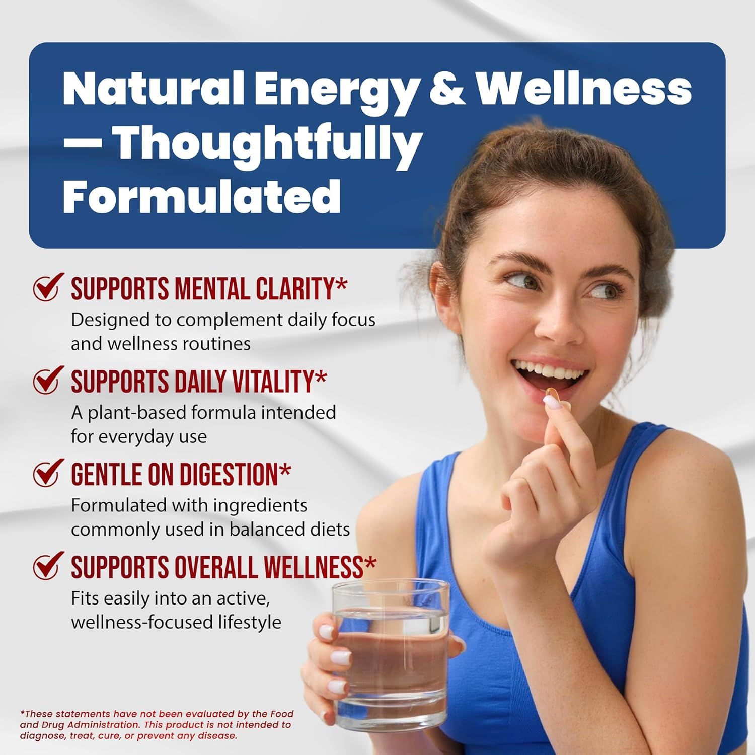 Highlights multiple benefits of the product to showcase its comprehensive approach to natural energy and wellness support.