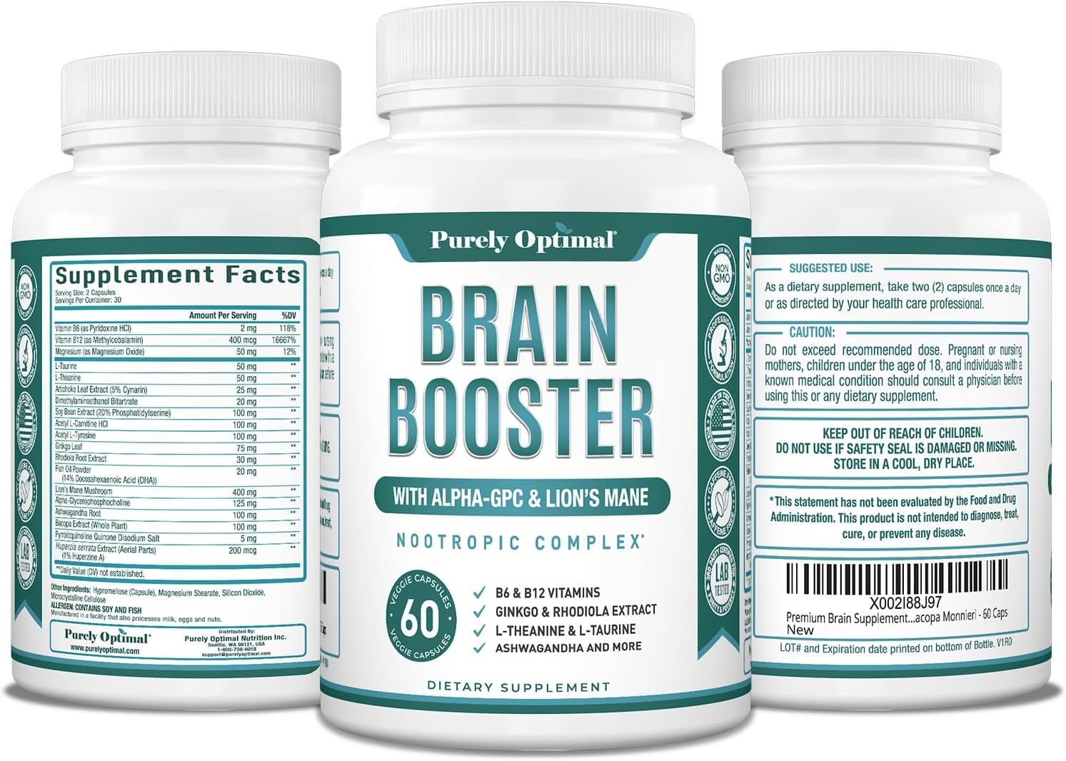 Highlights multiple ingredients and benefits of the brain booster supplement to showcase its comprehensive cognitive support. Emphasizes product safety and compliance as a dietary supplement,…