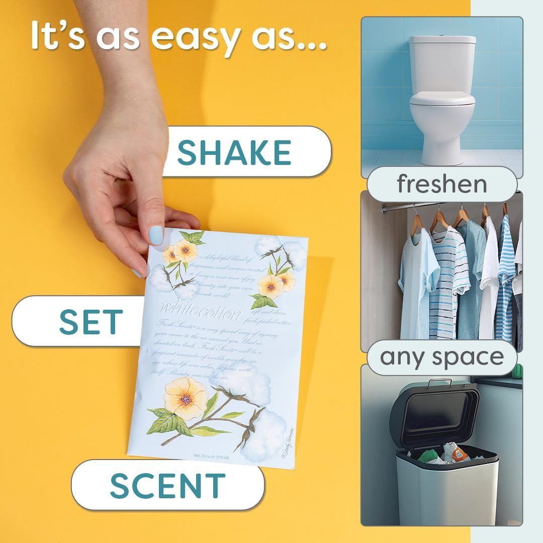 Demonstrates the simple 3-step process to use the product and shows its versatility in freshening different spaces.
