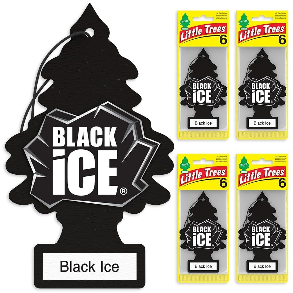 Shows that the package includes multiple Black Ice scented air fresheners, emphasizing value for the customer.