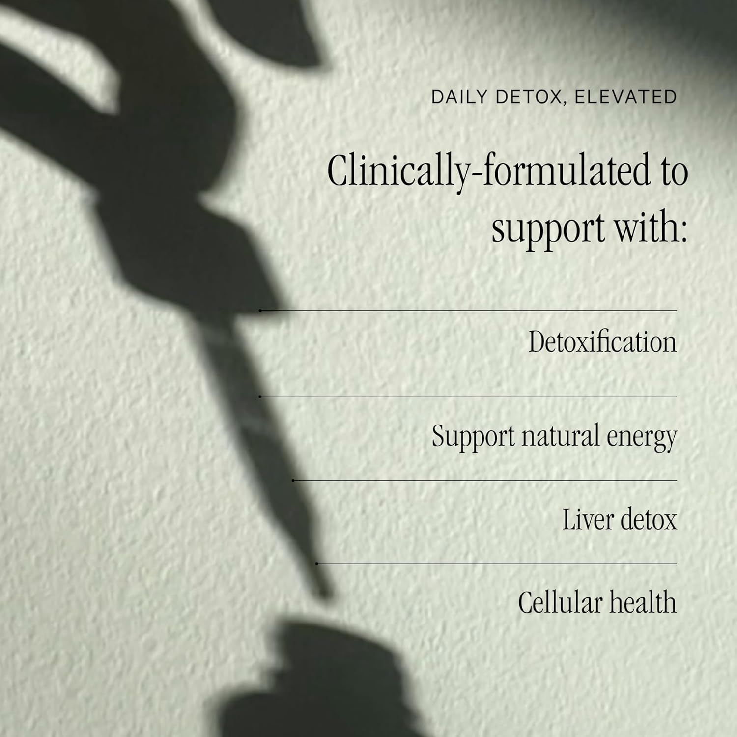 Highlights multiple health benefits of the product, focusing on its detoxifying and energy-supporting properties to appeal to health-conscious consumers.