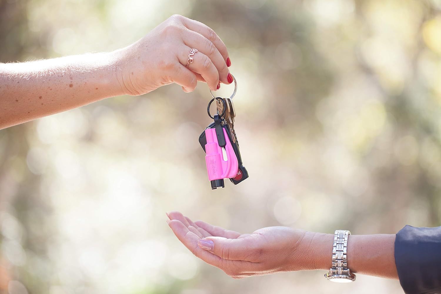 Shows the product being passed from one person to another, emphasizing its portability and ease of sharing.