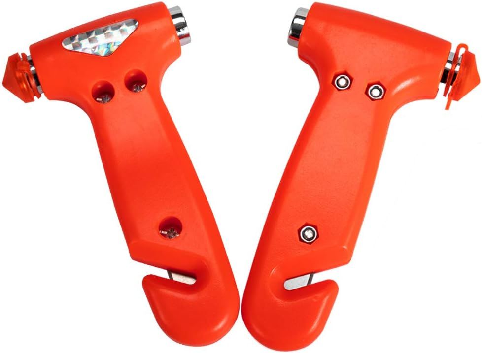 Demonstrates the proper grip and usage of an emergency safety tool, likely for breaking car windows in emergencies. Highlights the integrated flashlight feature, adding value as a multi-functional…