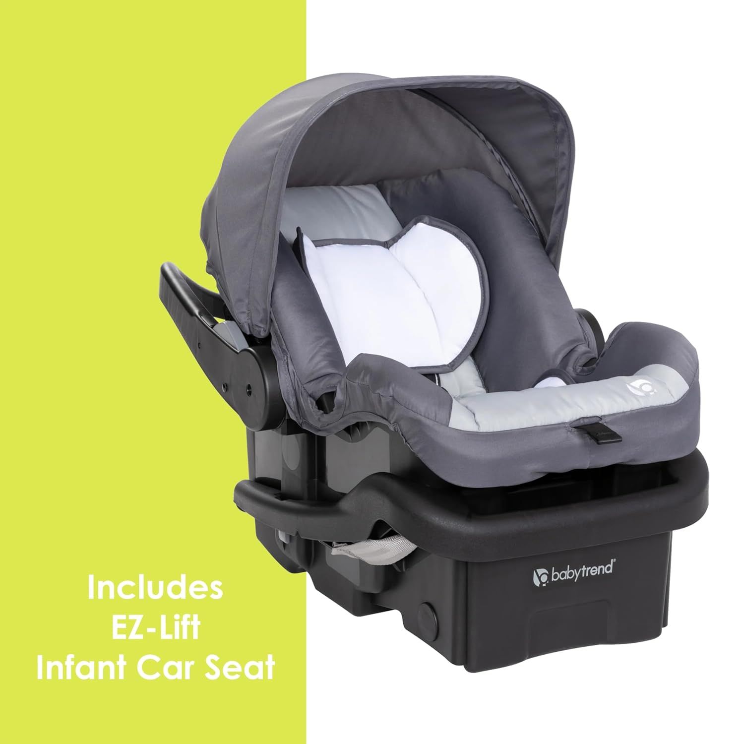 Highlights that the product includes an EZ-Lift Infant Car Seat, showing customers the complete package they will receive.