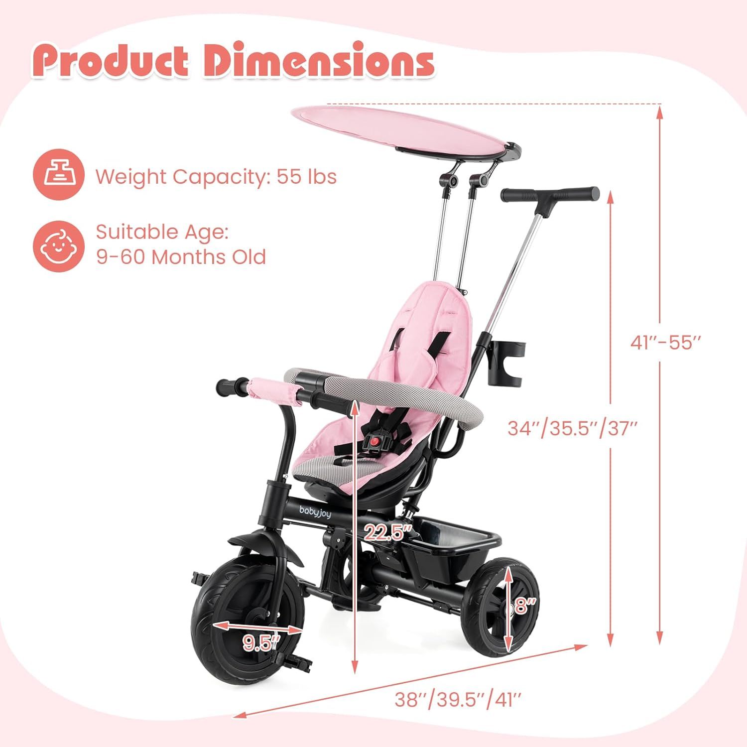 Provides detailed sizing information to help shoppers understand if the product is suitable for their child's age and size.