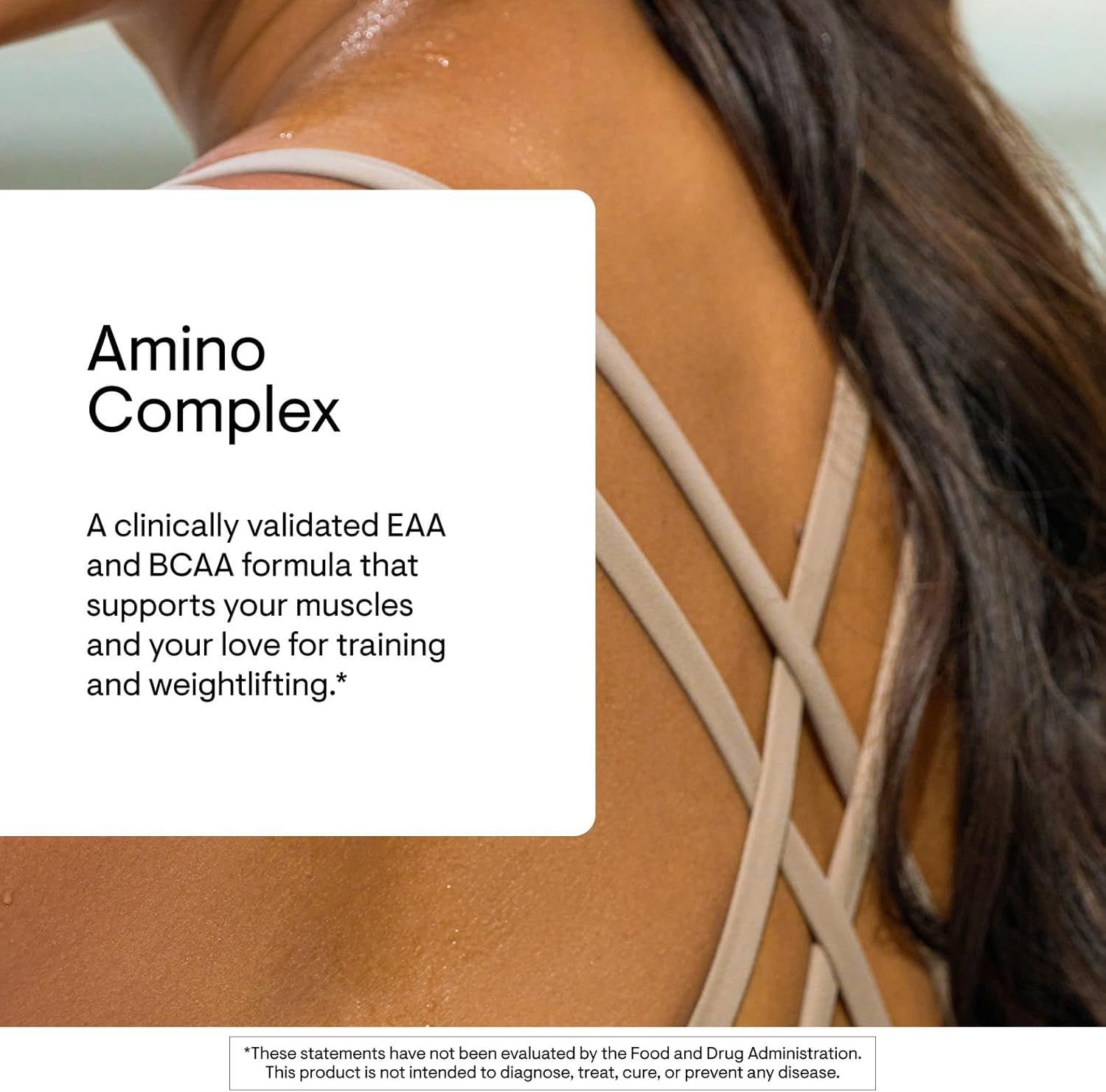 Communicates that the product contains a clinically validated amino acid formula that supports muscles and training performance for fitness enthusiasts.
