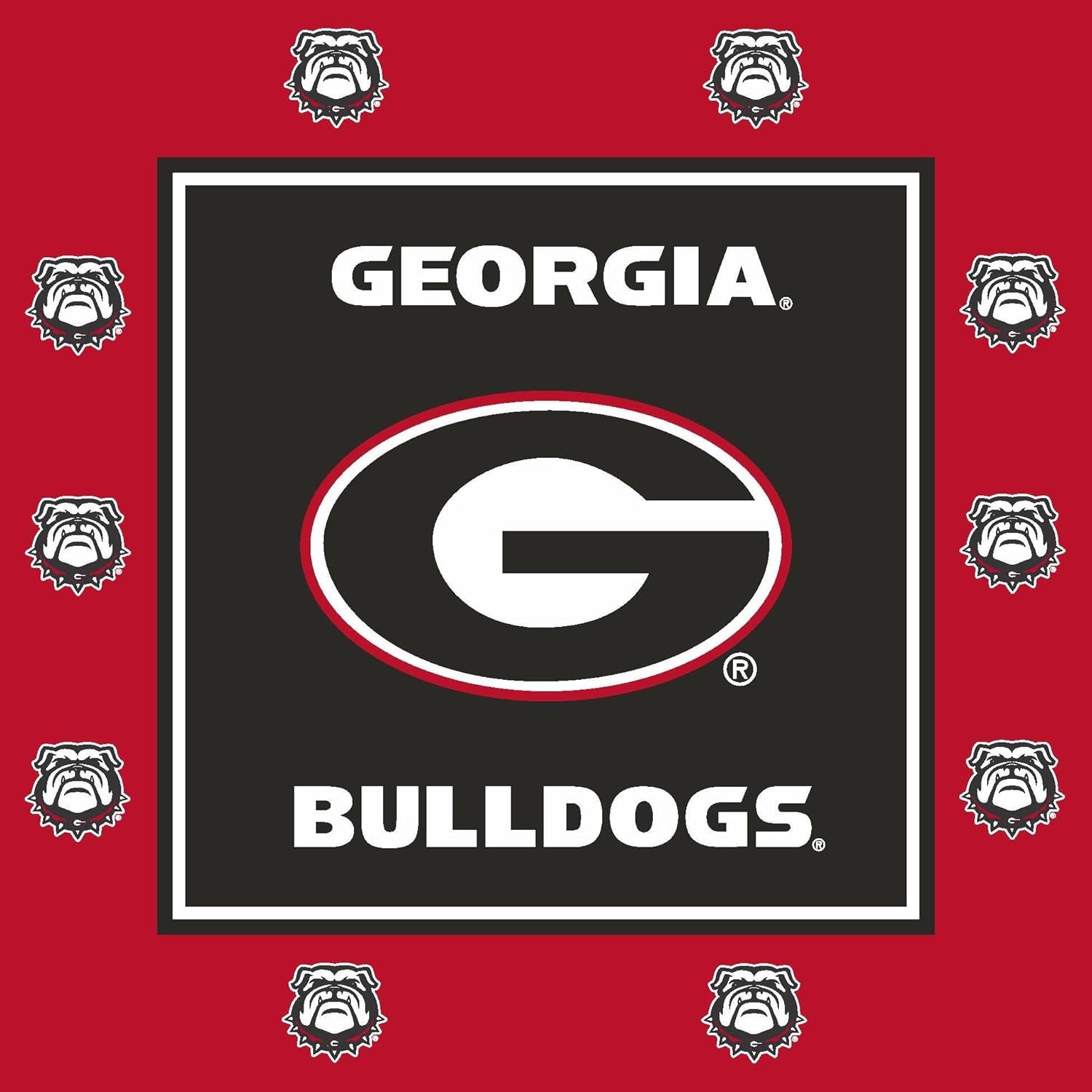 Emphasizes the official Georgia Bulldogs brand identity with team logo and mascot imagery to build trust and emotional connection with fans and supporters.