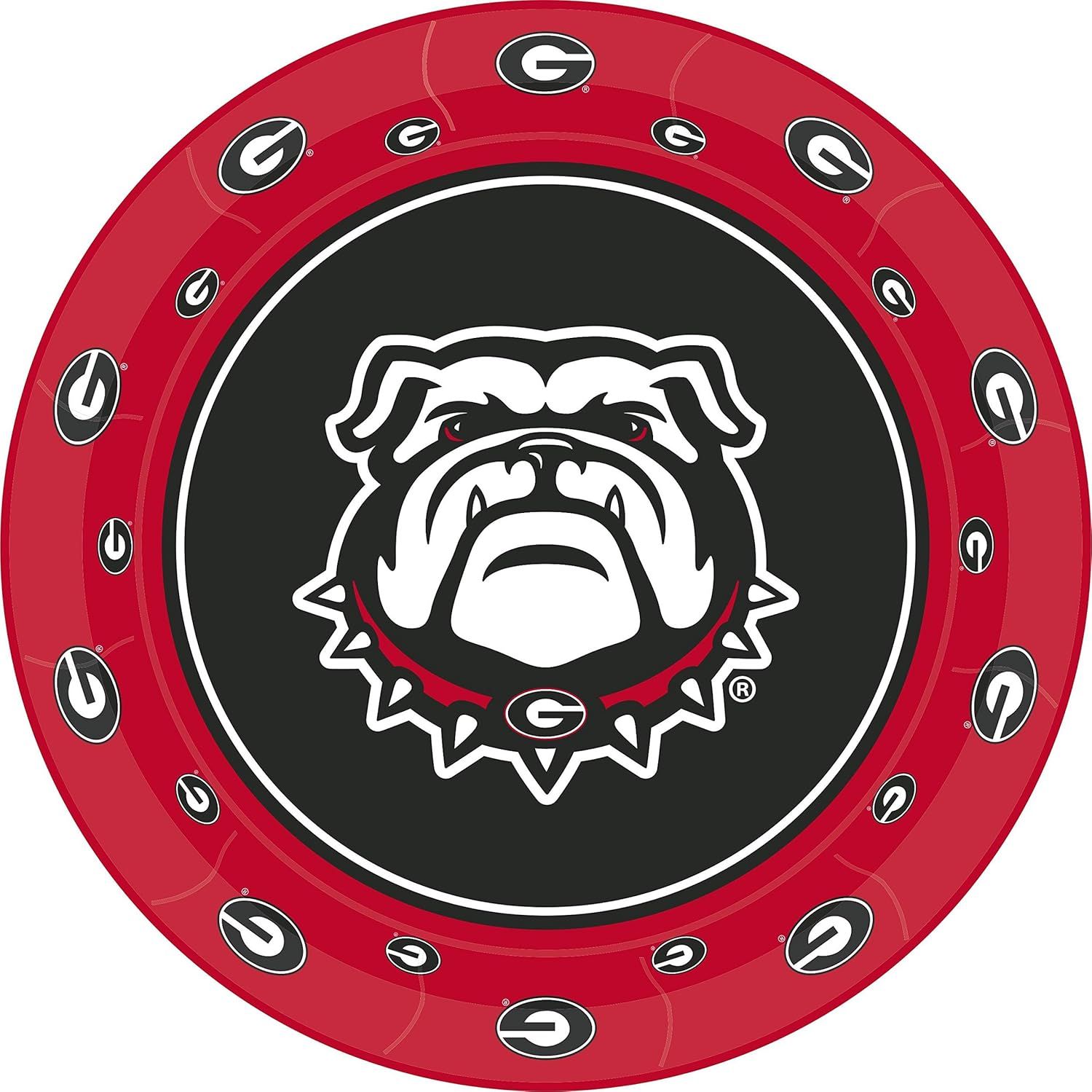 Emphasizes the University of Georgia brand identity through prominent display of the team logo and mascot to build emotional connection with fans and supporters.
