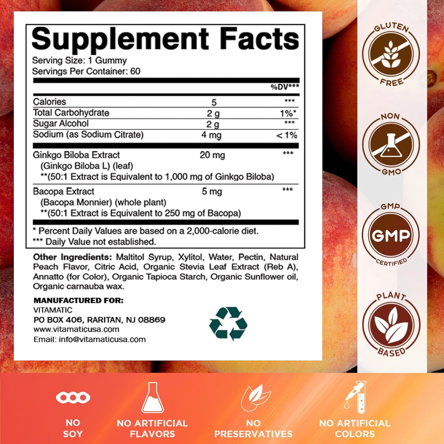 Communicates multiple product certifications and clean ingredient claims to reassure health-conscious shoppers about product quality and safety.