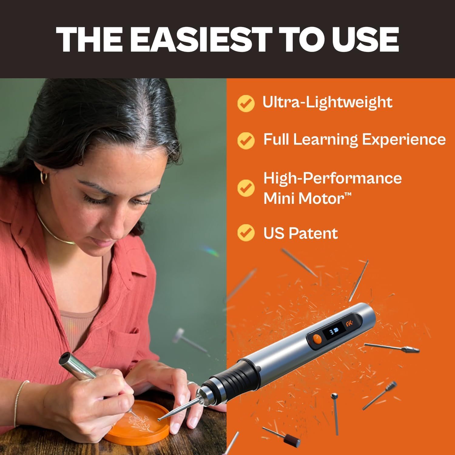 Communicates multiple key benefits of the product including its lightweight design, learning capability, high-performance motor, and patented technology to…