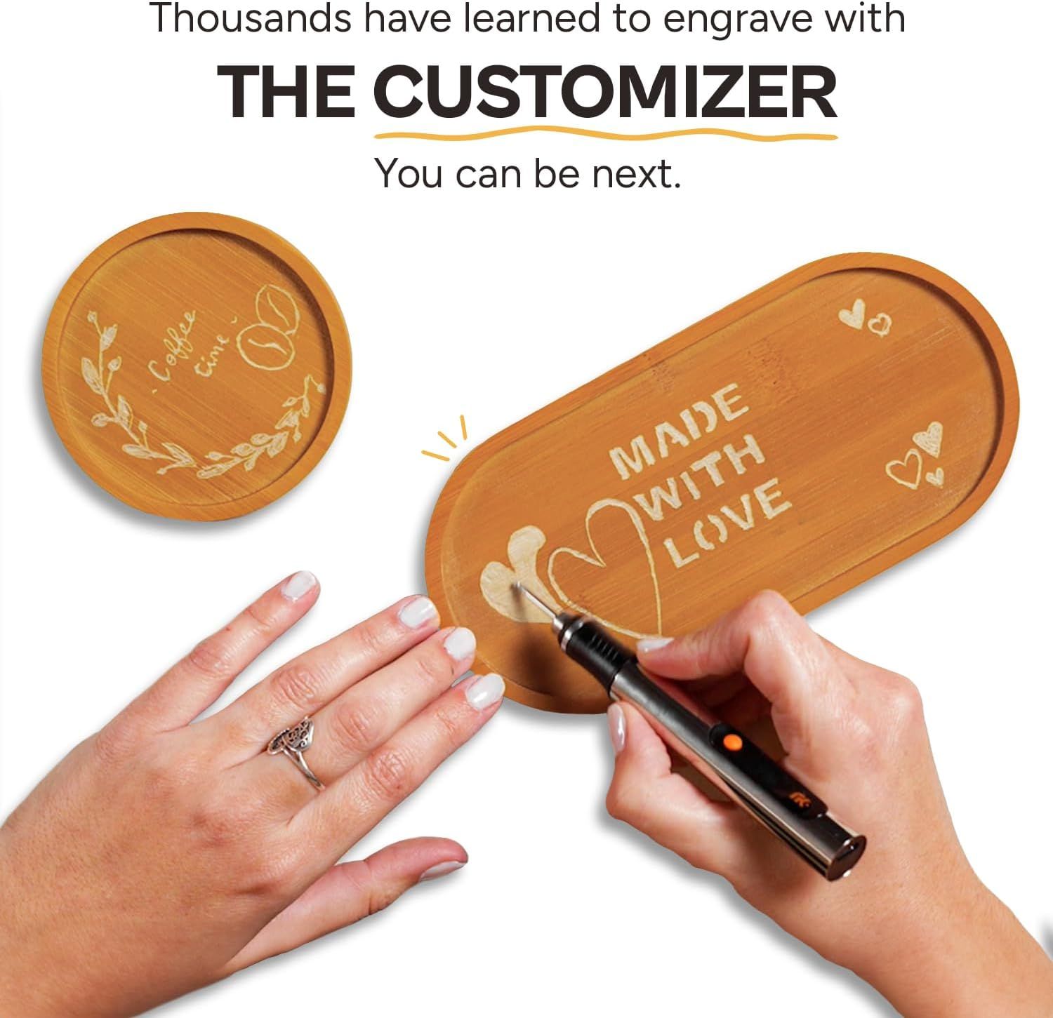 Communicates that the product can be personalized with custom engravings, encouraging shoppers to create unique, personalized items.